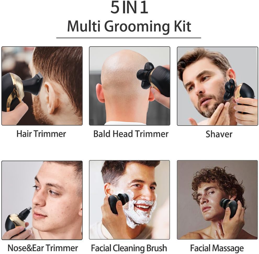 Electric Razor For Men Head Shaver For Bald Men Grooming Kit Wet Dry Rotary Shavers Nose Hair Beard Trimmer Clippers Facial Clea