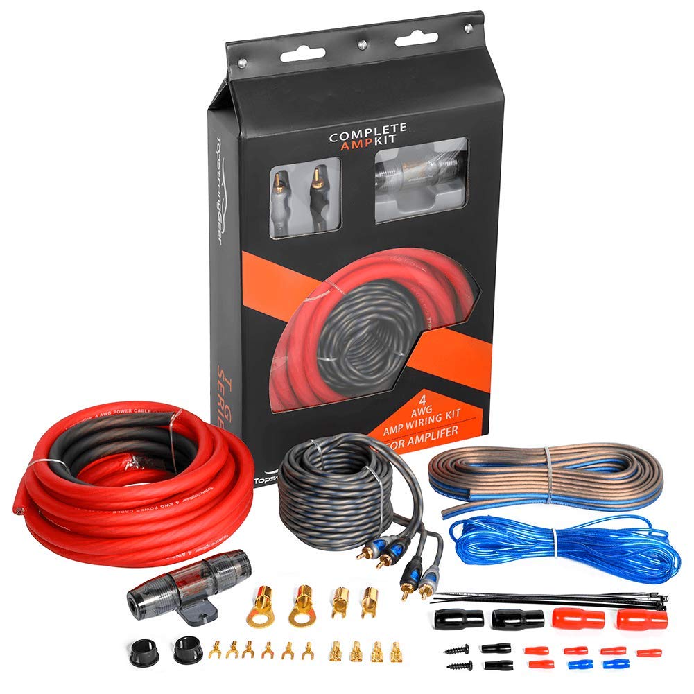 Topstronggear 4 Gauge Amp Kit True 4 Awg Amplifier Installation Wiring Amp Kit Install Cables Car Audio Wire