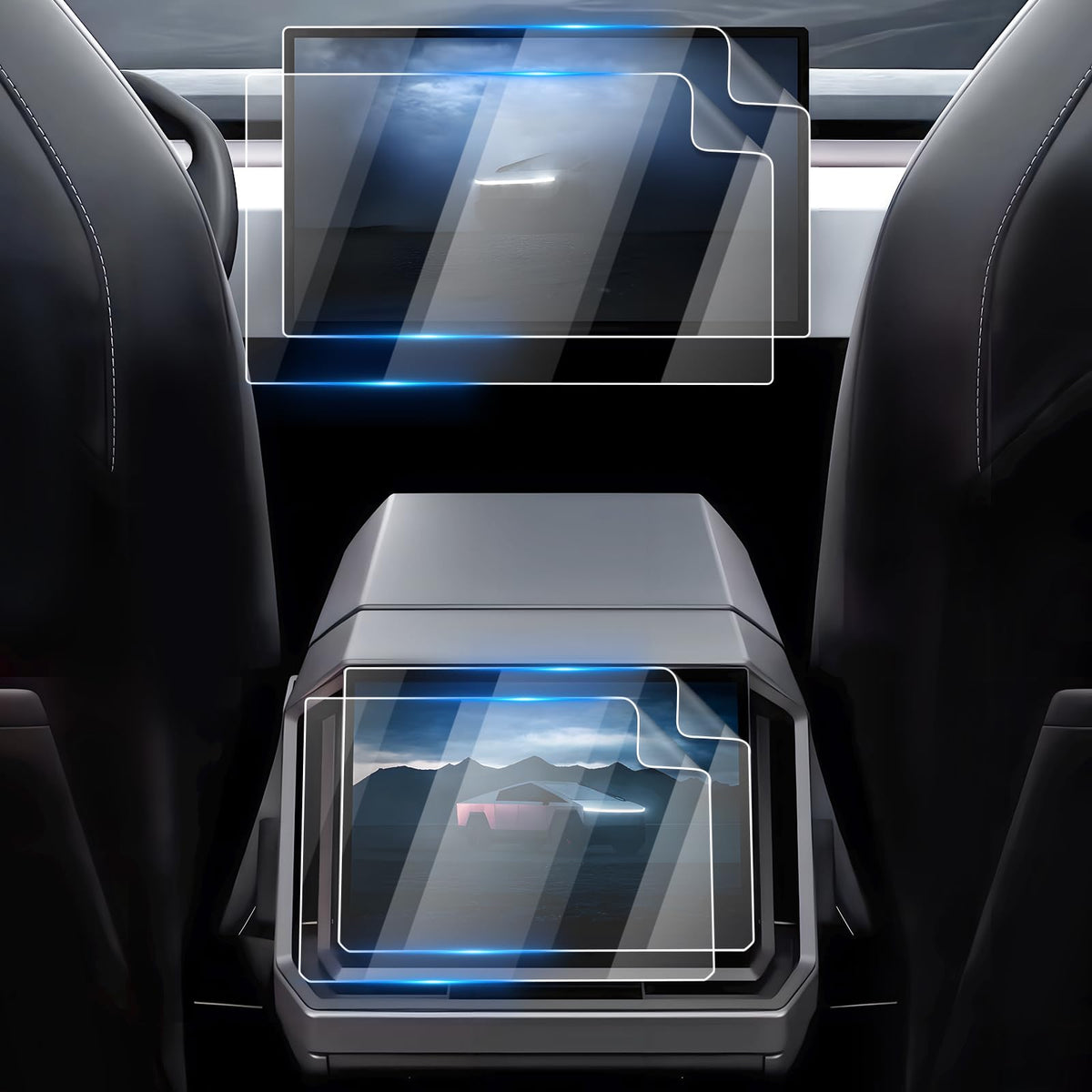 Lfotpp 4P For Tesla Cybertruck Screen Protector Plastic For 2024 Tesla Cybertruck 18.5Inch+9.4Inch Touchscreen 2024 Tesla Cybertruck[Awd/Cyberbeast]Electric Pickup Truck Model 2024 Cybertruck Accessories