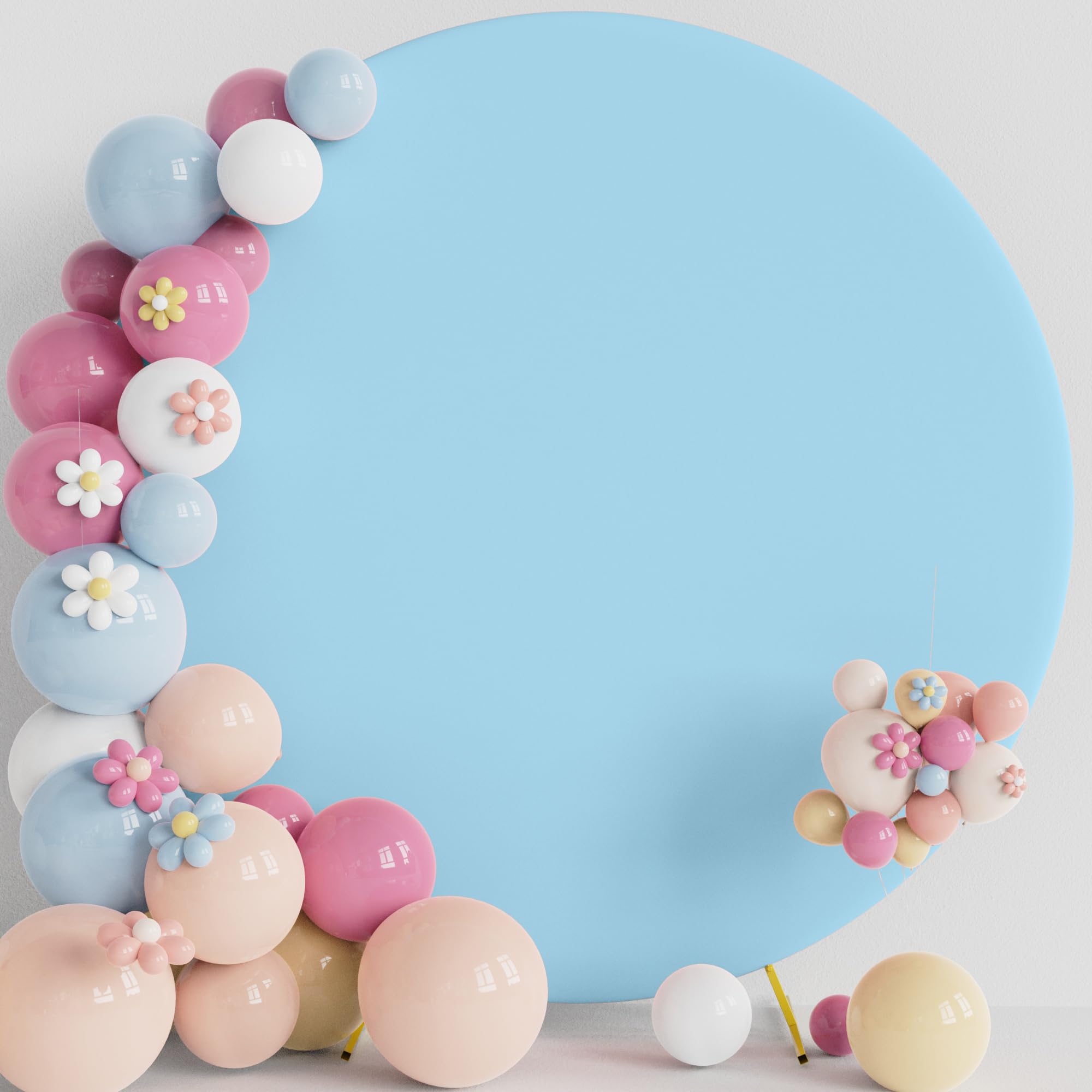 Putros 7.2Ft Round Backdrop Cover Dusty Blue Circle Arch Cover With Buckles Polyester Fitted Round Balloon Arch Cover For Weddin