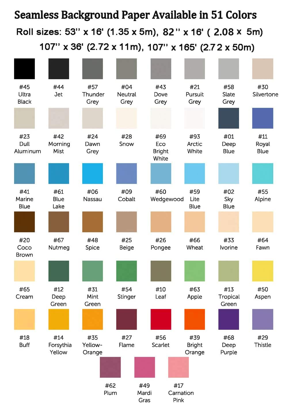 Huamei Seamless Photography Background Paper, Photo Backdrop Paper 53 Inches Wide X 16 Feet, (4.4X16 Feet, #45 Ultra Black)