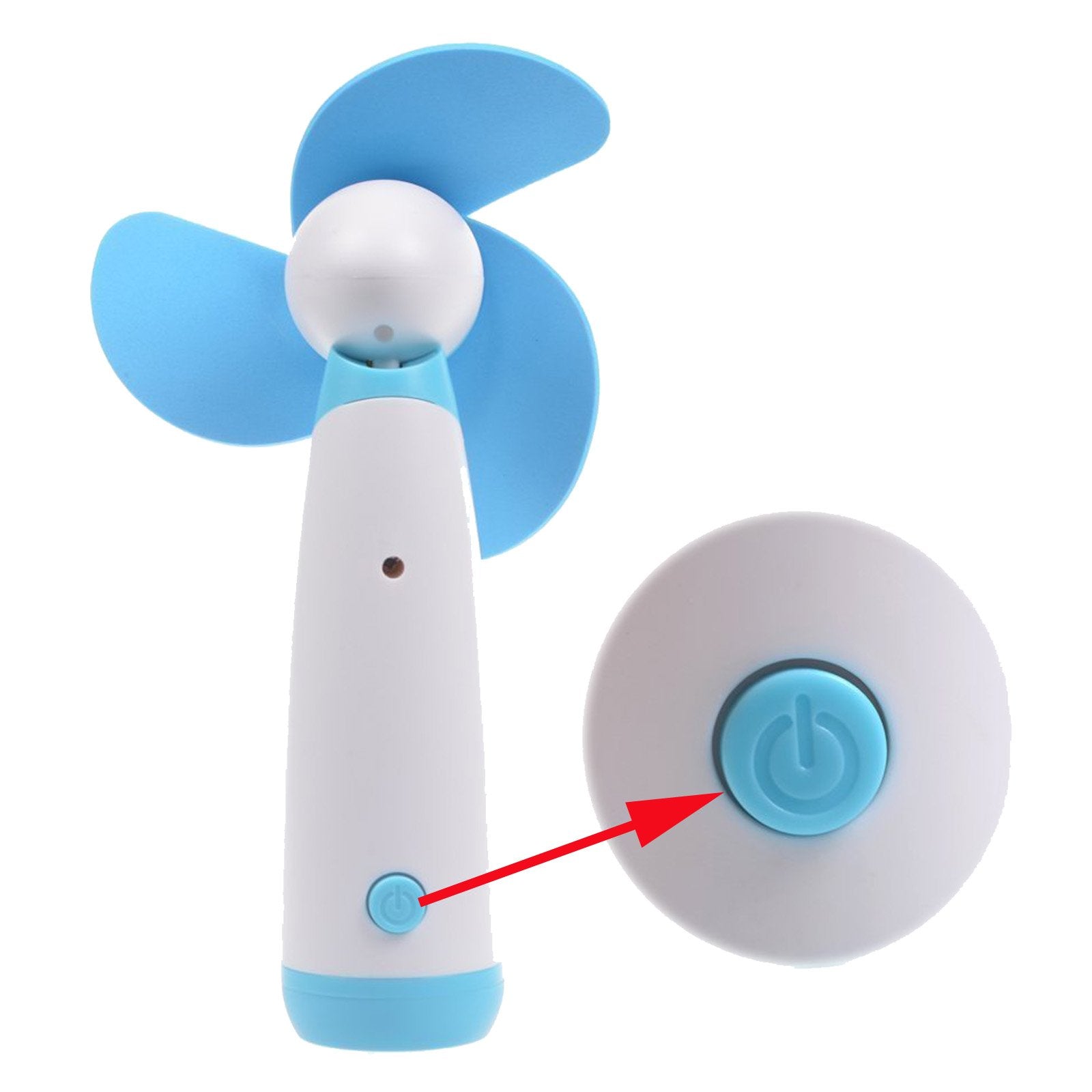 Ogrmar Mini Handheld Fan - Battery-Powered, Soft Foam Blades, 2PC, Blue