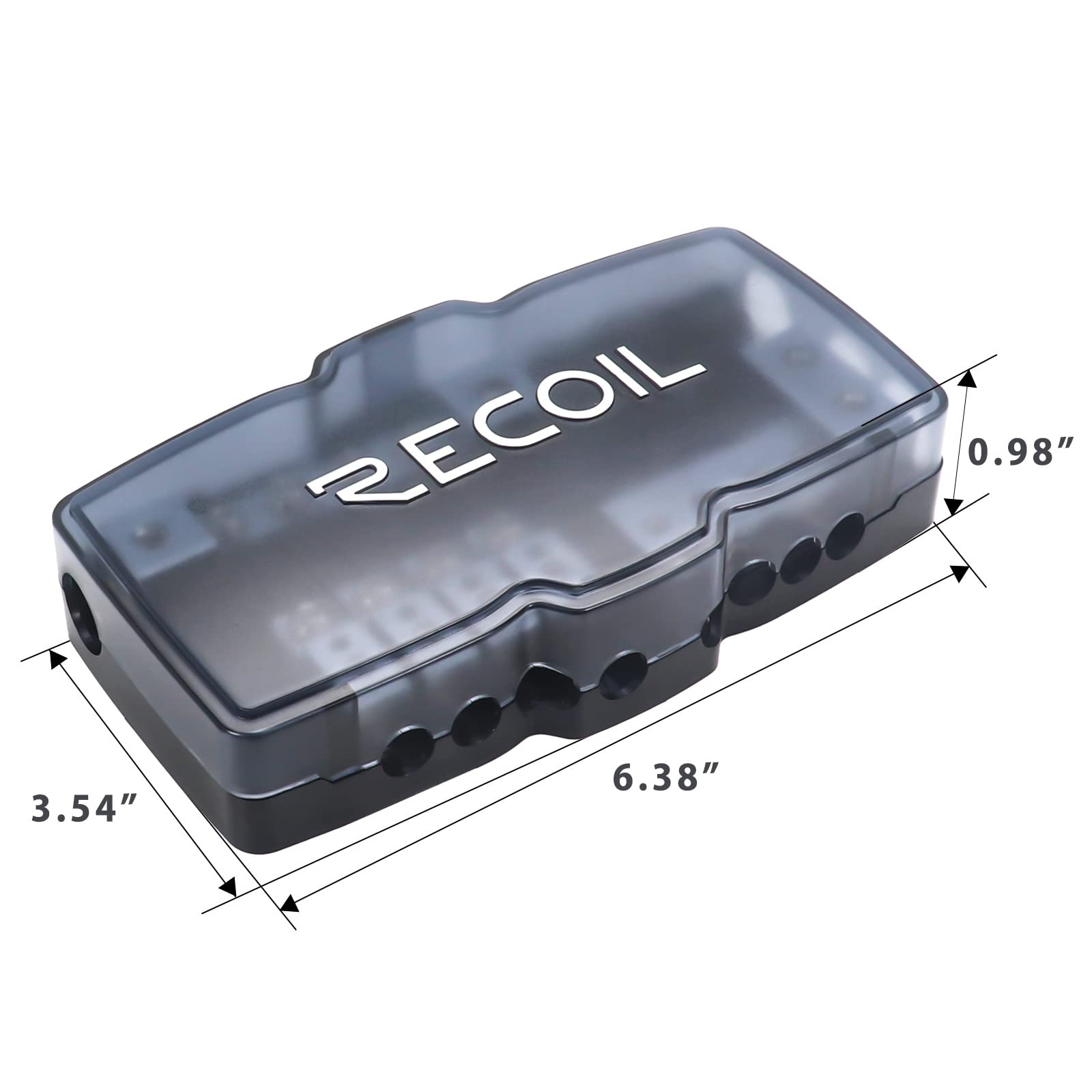 Recoil Mpg4 4 Way Mini Anl Fused Distribution Block With Ground Block, Each Positive And Negative Block With 2X 0/2/4 Gauge Inpu