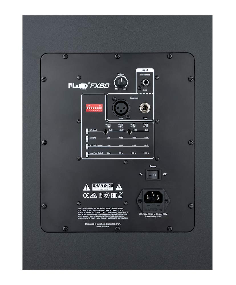 Fluid Audio Fx80 Black : 8' Single Point Source Coax Reference Monitor, Bi Amplified 110W 35Hz   22Khz (+/ 3Db)