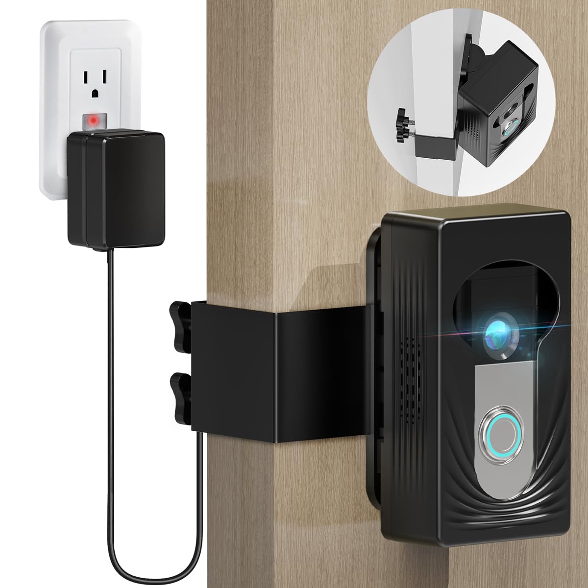 Ring Doorbell Camera Mount, Provide Power Supply by 24V Transformer, Compatible with Wireless Ring 4/3/2 and Blink doorbell, Adj