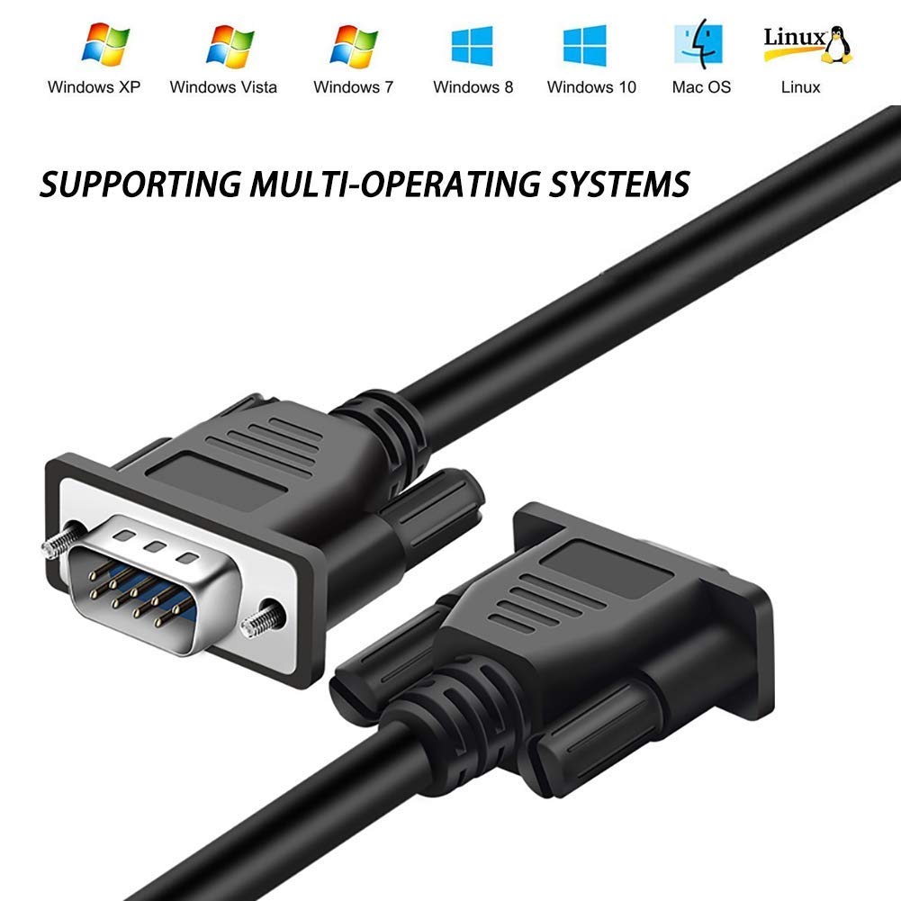 Eviswiy Db9 Cable Male To Female Extension Straight Through 3M 10 Foot 9 Pin Serial Rs232 Cable M/F Black 2 Pack