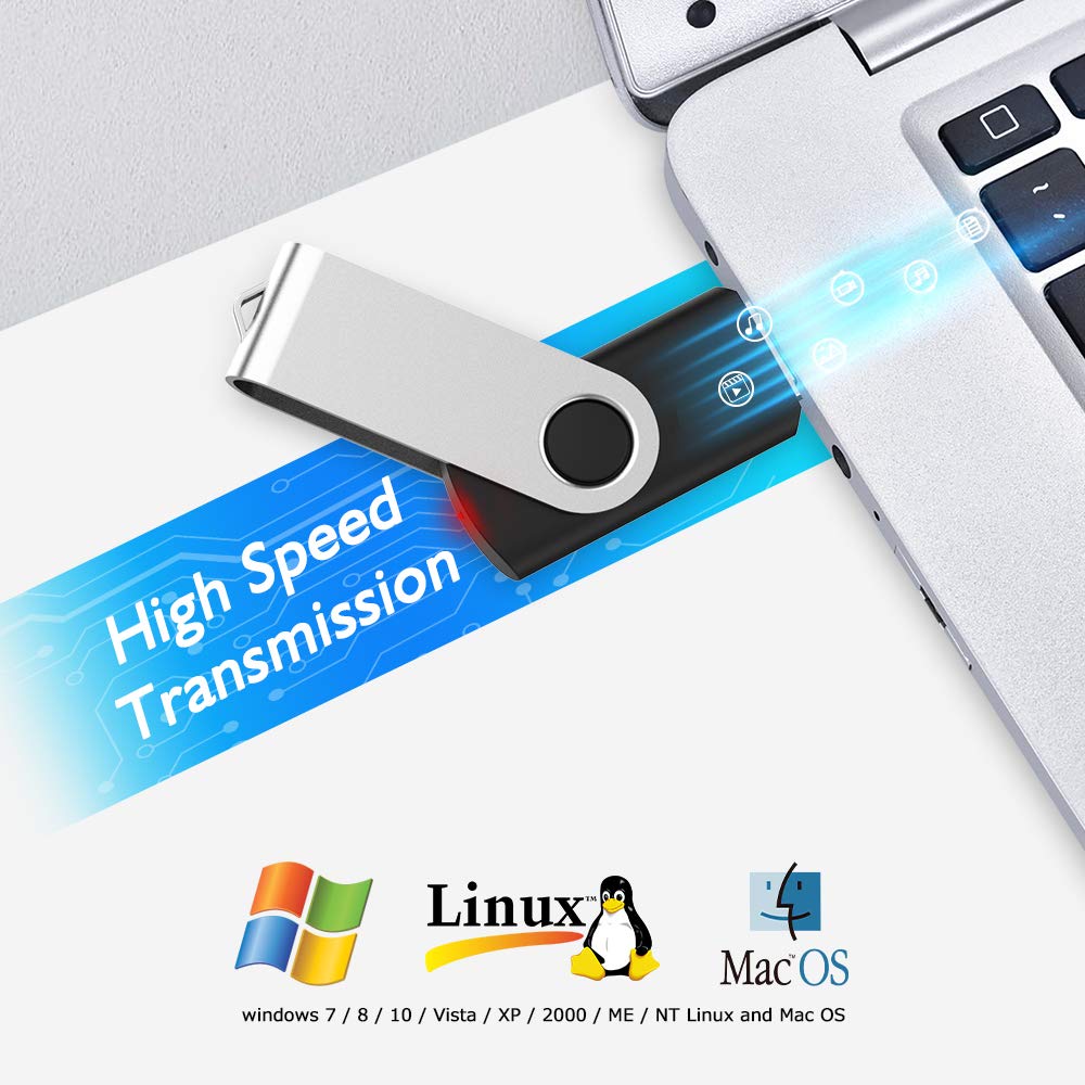 Kootion 10 Pack 32Gb Flash Drive Usb 3.0 Flash Drive Usb Drives Thumb Drive 32Gb Jump Drives Keychain Memory Stick Black