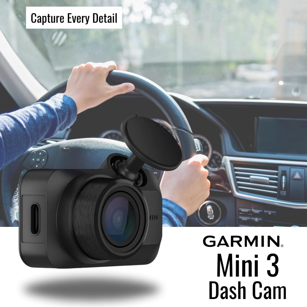 Garmin Dash Cam Mini 3 Ultra-Compact 1080P Camera With 140-Degree Field Of View (Black) Bundle With Dash Camera Accessory (2 Ite