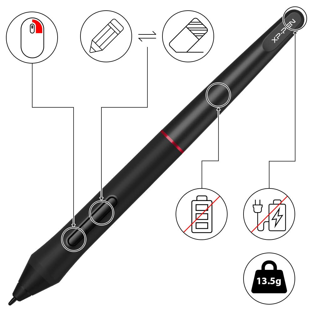 Xp-Pen Pa2 8192 Pen Pressure Battery-Free Stylus Only For Artist 12 Pro, Artist 13.3 Pro, Artist 15.6 Pro, Artist 22R Pro, Artis