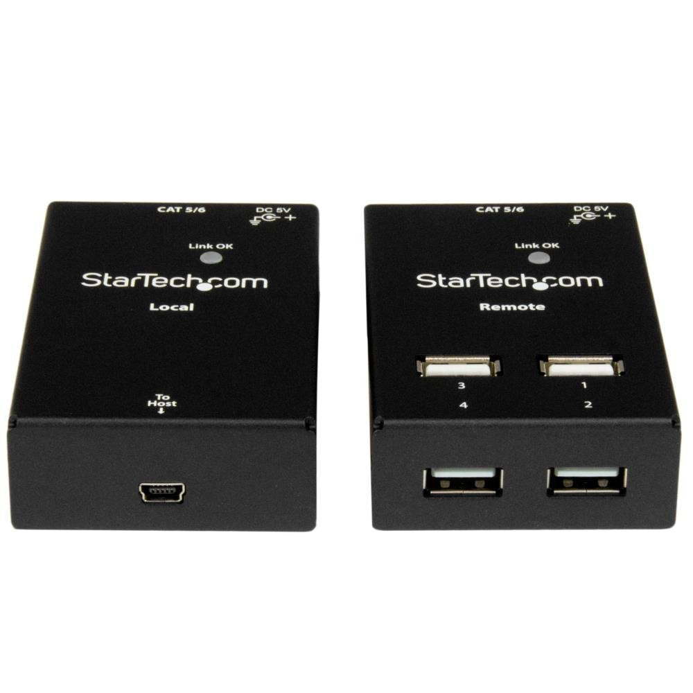 Startech.Com 4 Port Usb 2.0 Over Cat5/6 Extender Up To 130 Feet With Compact Usb Extension (Usb2004Extv)
