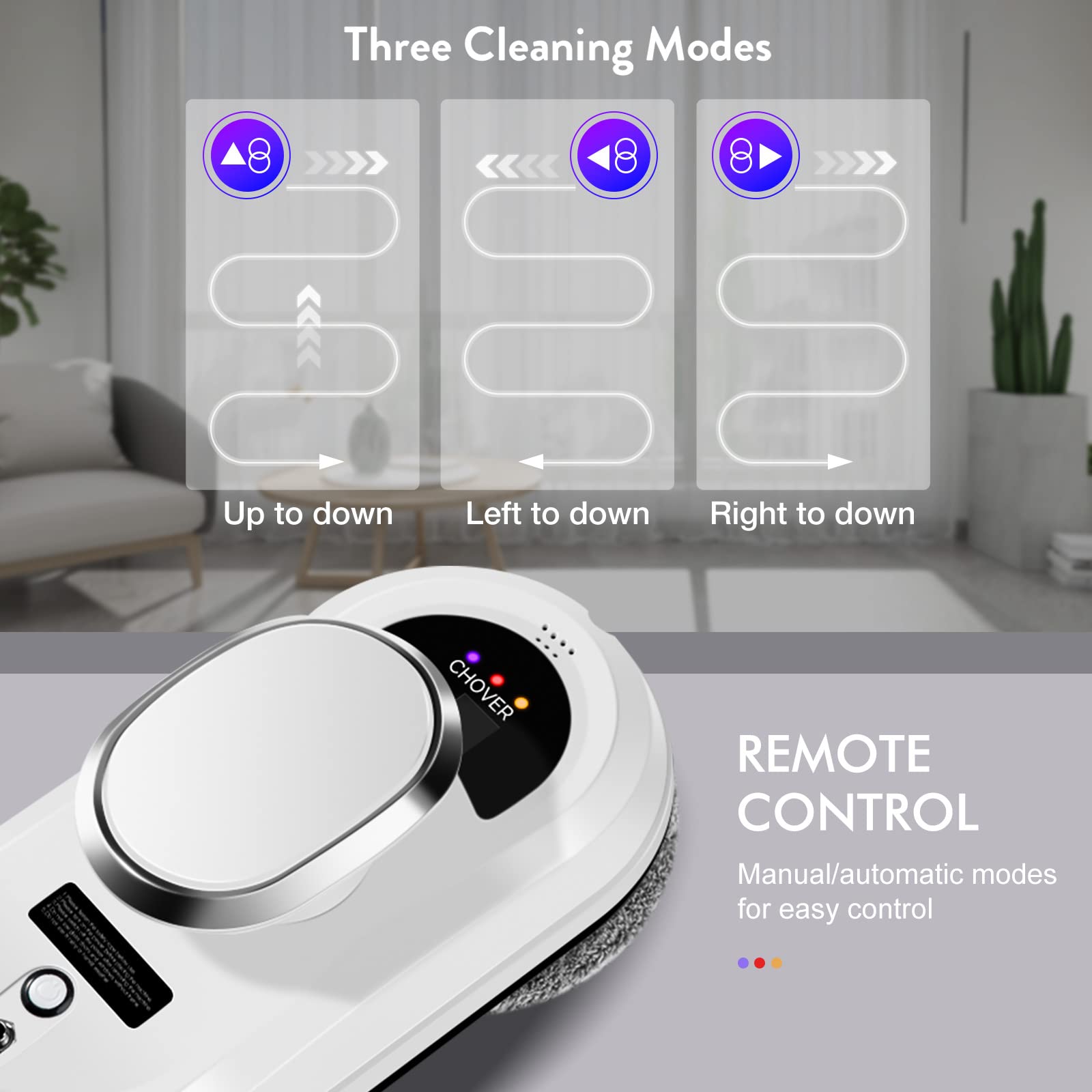 Chovery Window Cleaner Robot,Smart Glass Cleaning Robotic With 5600Pa Strong Suction,Remote Control Window Cleaning Robot For Wi