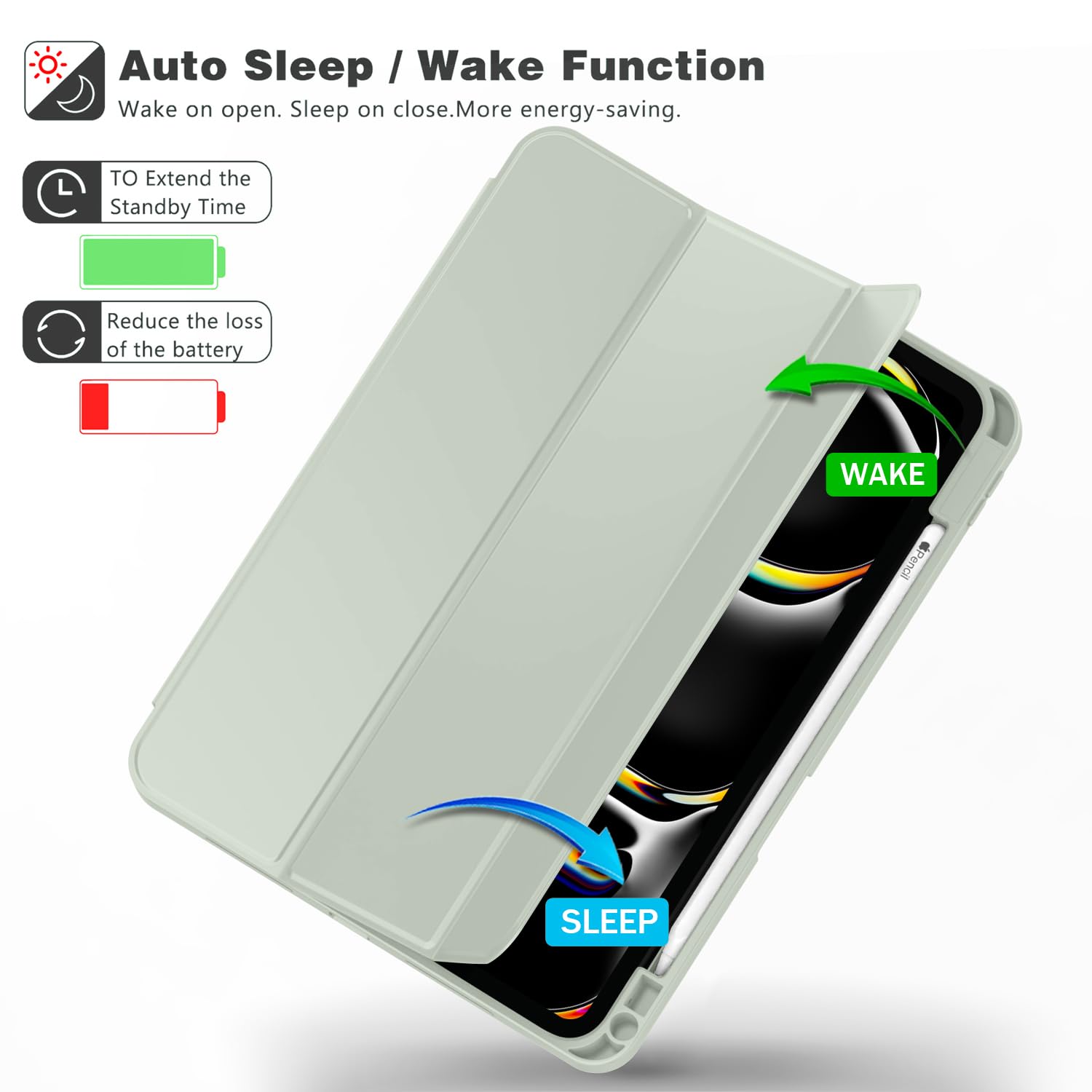 Zryxal New Ipad Pro 13 Inch Case M4 (2024 Model, 8Th Generation) With Pencil Holder, Smart Ipad Case [Support Pencil Pro And Pen