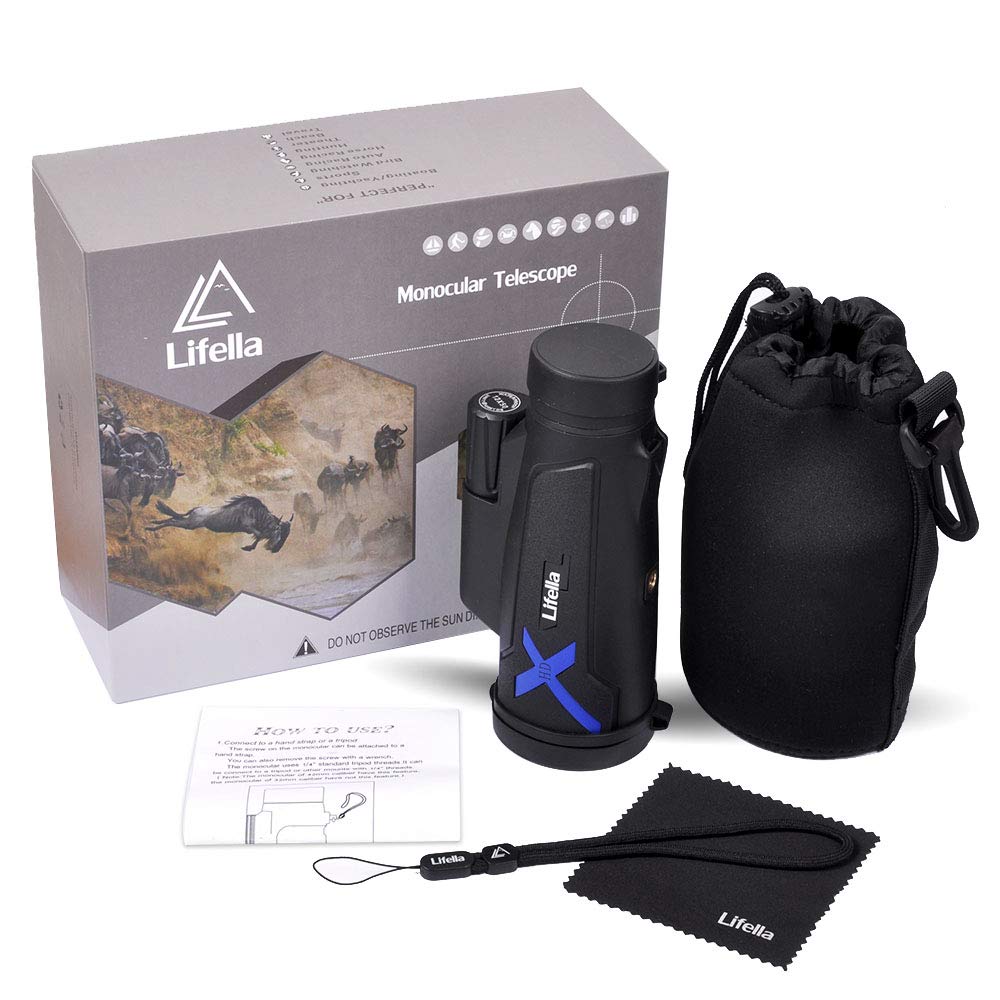 12X50 High-Power Monocular Telescope With Portable Bag - Ideal For Bird Watching, Hunting, Hiking, Camping - Large Vision With B