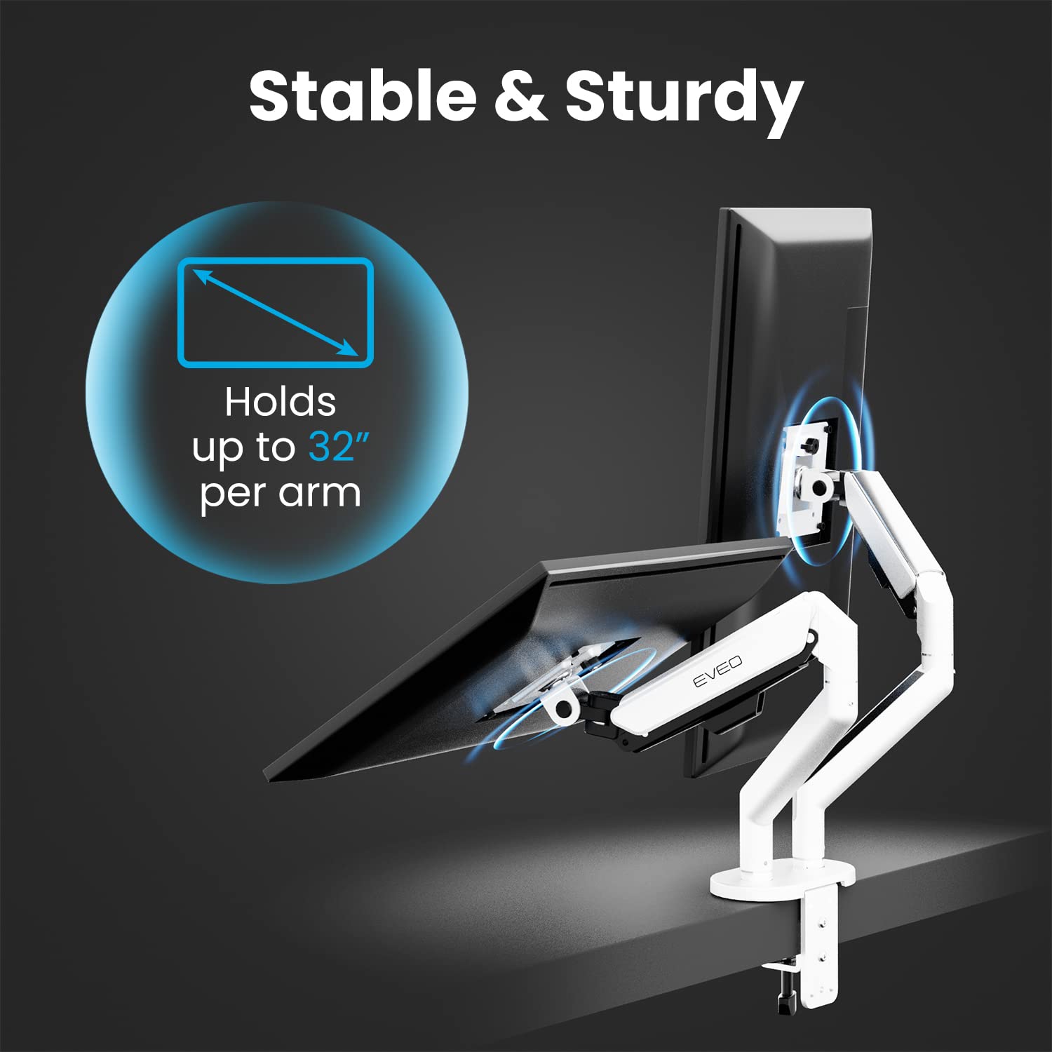 Eveo Premium Dual Monitor Mount 14 32    Dual Monitor Stand Vesa Bracket Adjustable Height Gas Spring Monitor Stand For Screen F
