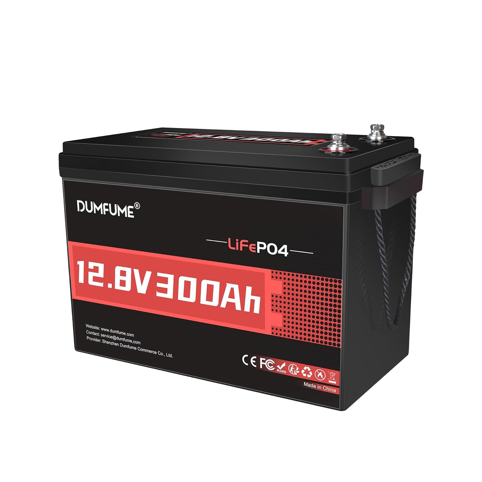 Dumfume 12V 300Ah Lithium LiFePO4 Battery,200A BMS 3840Wh Rechargeable Lithium Iron Phosphate Battery for Solar Energy Storage,B