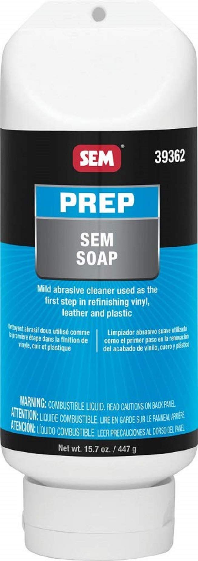 Sem 39362 Prep Soap For Automotive Refinishing Vinyl, Plastic And Leather Materials, 15 Oz,WBAUVB000I1DJDG