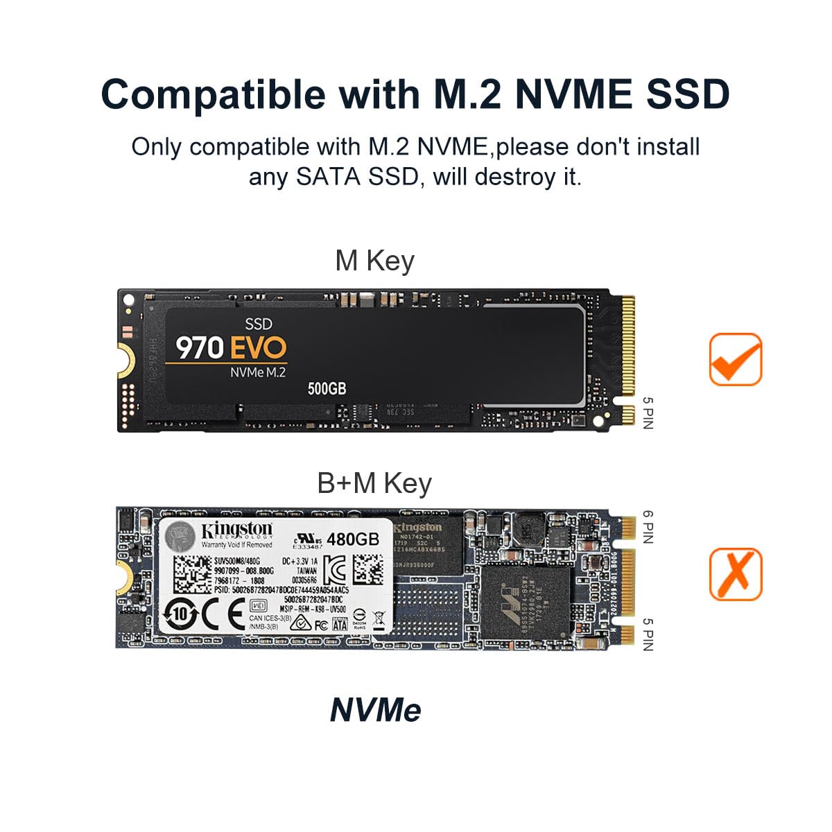 Maiwo M.2 Nvme Ssd Enclosure, Usb 3.1 Gen 2 (10 Gbps) To Nvme Pci E M.2 Ssd Reader Support Uasp For Nvme Ssd Size 2230/2242/2260/2280(Up To 4Tb) (M.2 Nvme)