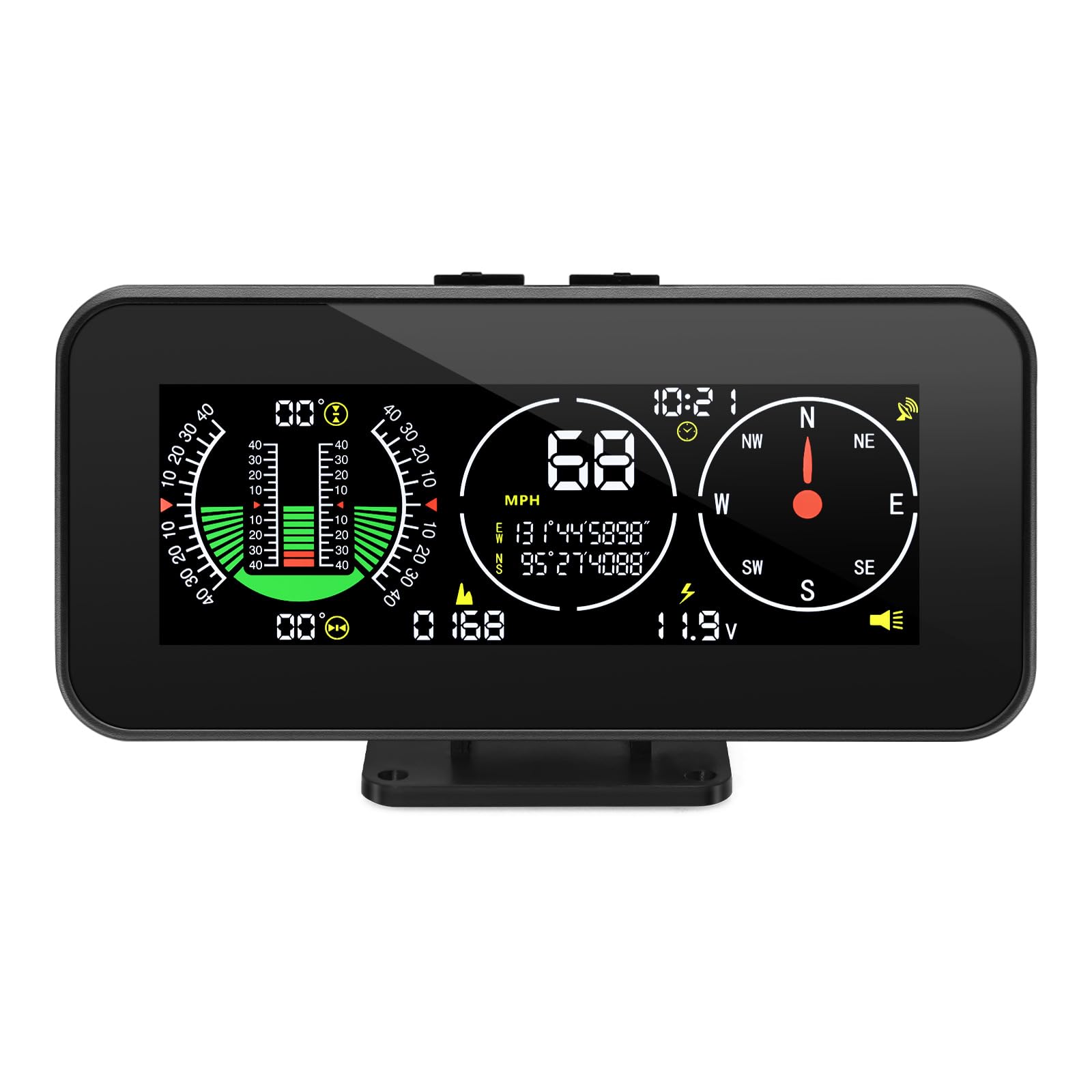 Car Inclinometer Angle Slope Meter Digital Hud Gps Level Tilt Meter Maimeimi, Real Time Multifunctional Vehicle Tilt, Pitch Angl
