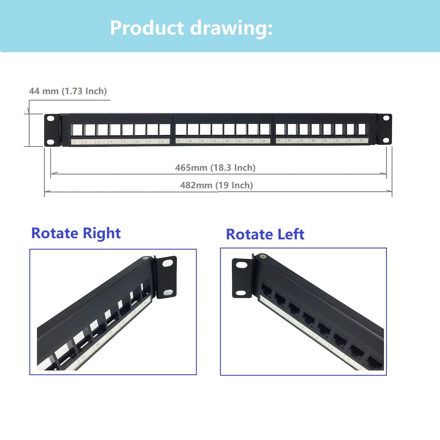 Qiaoyoubang 1U Hinged 24 Port Blank Keystone Patch Panel For 19 Inch Rackmount Or Wall Mount Utp Unloaded Patch Panel For Ethern