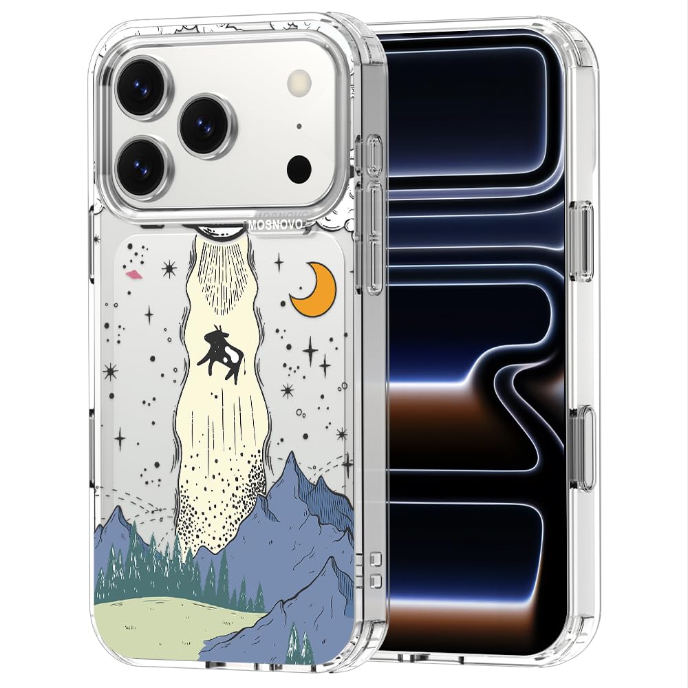 MOSNOVO for iPhone 17 Pro Case | Military Grade 6.6ft Drop Tested | Camera Control | Clear with UFO Design