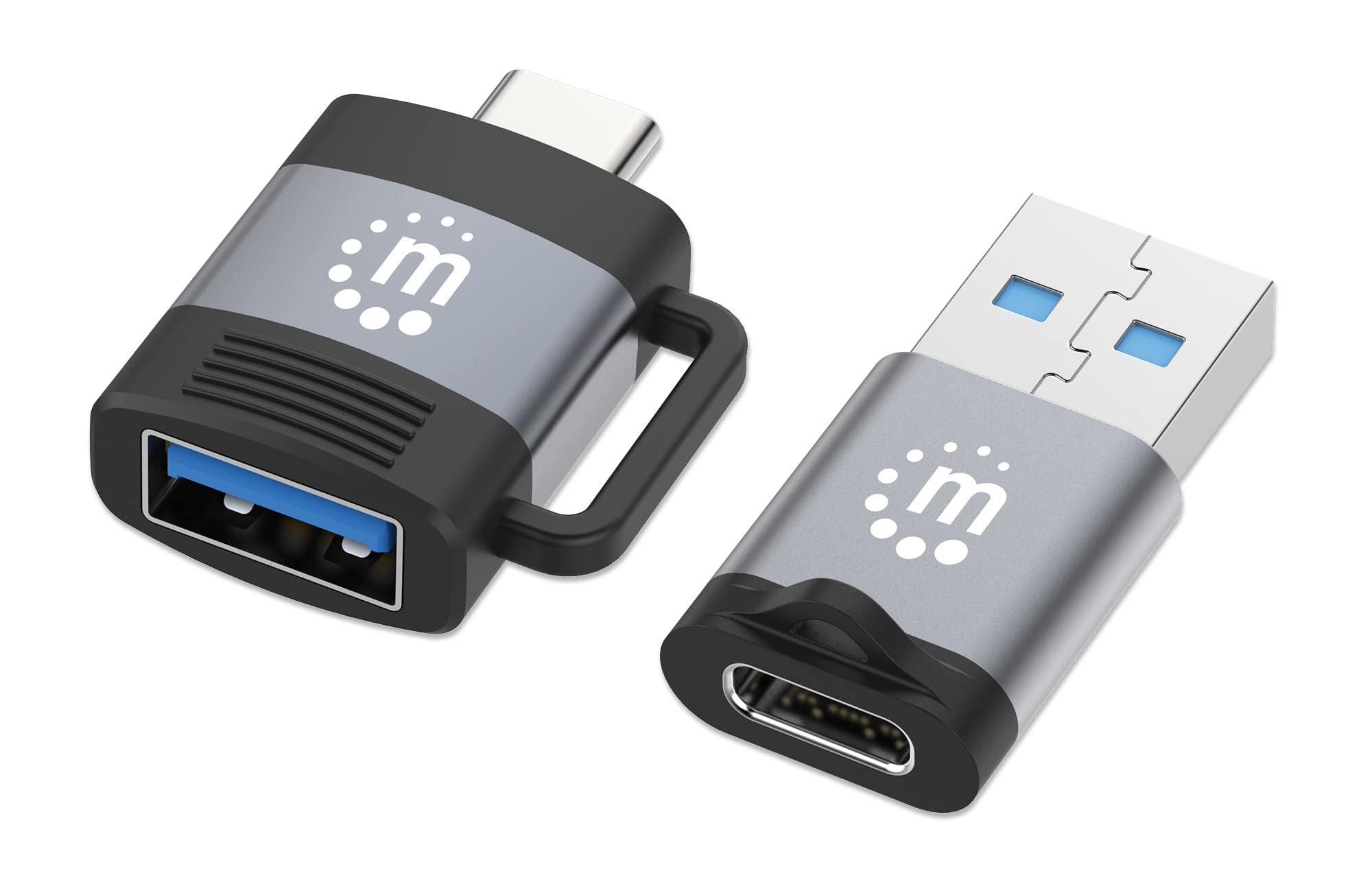 MANHATTAN 2-Piece Set: Female USB-C to Male USB-A & Female USB-A to Male USB-C Adapters - Versatile USB to USB C Adapter - Compa