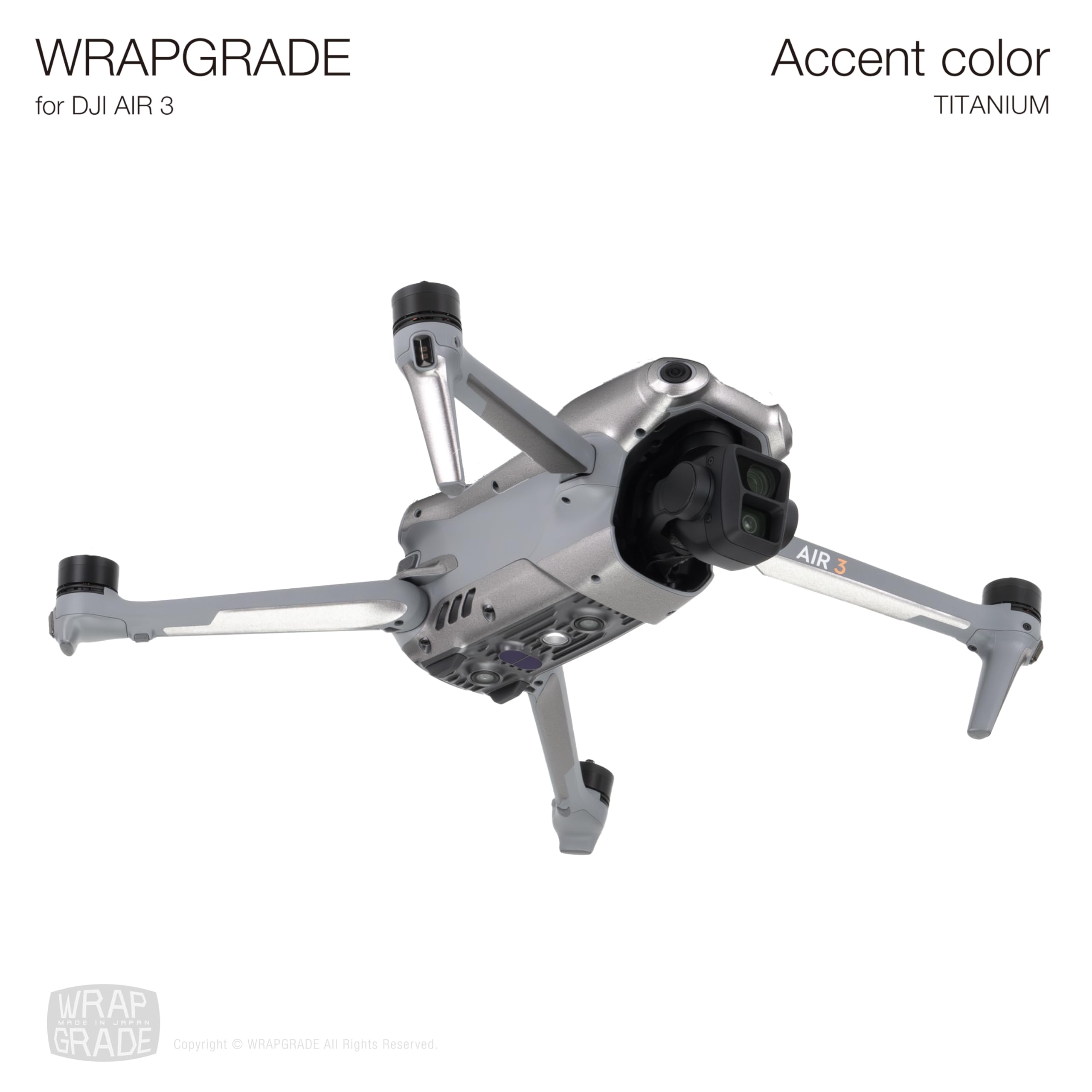 Wrapgrade Skin Stickers Compatible With Dji Air 3 | Accent Color (Titanium)