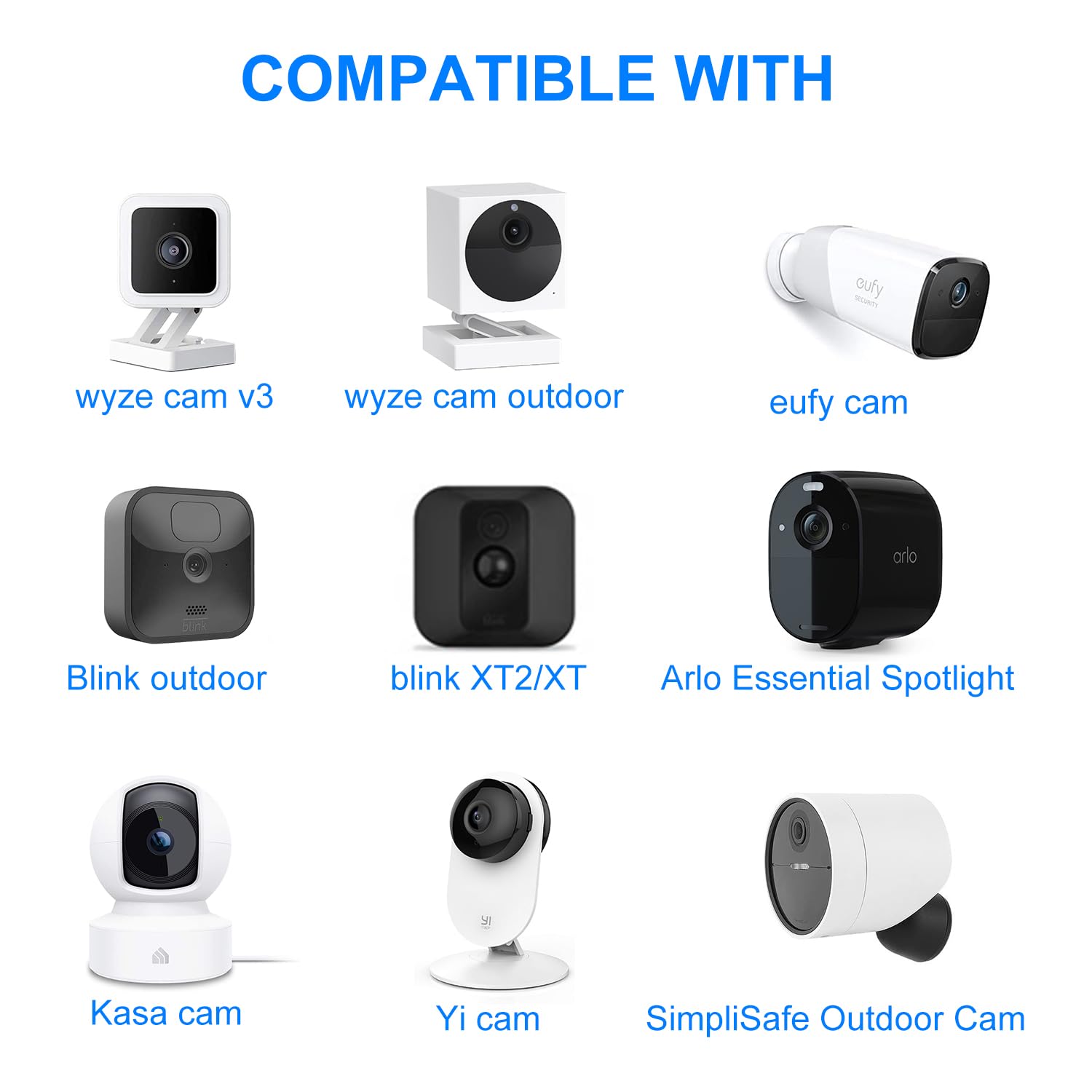 30Ft/9M Power Extension Cable For Wyze Cam V3,Wyzecam Outdoor,Wyze Cam Pan,Arlo Pro 2/Essential,Eufy,Kasa,Yi,Blink Camera,Nestca