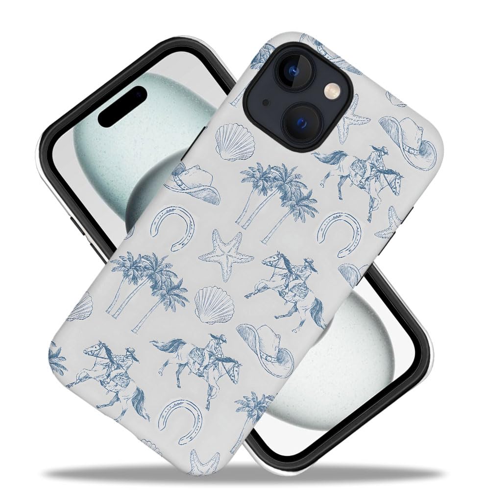 Generic Case For Iphone 13 - [Drop Protection Phone Cover] - Hybrid Case For Girl Women - Coastal Beach Horse West
