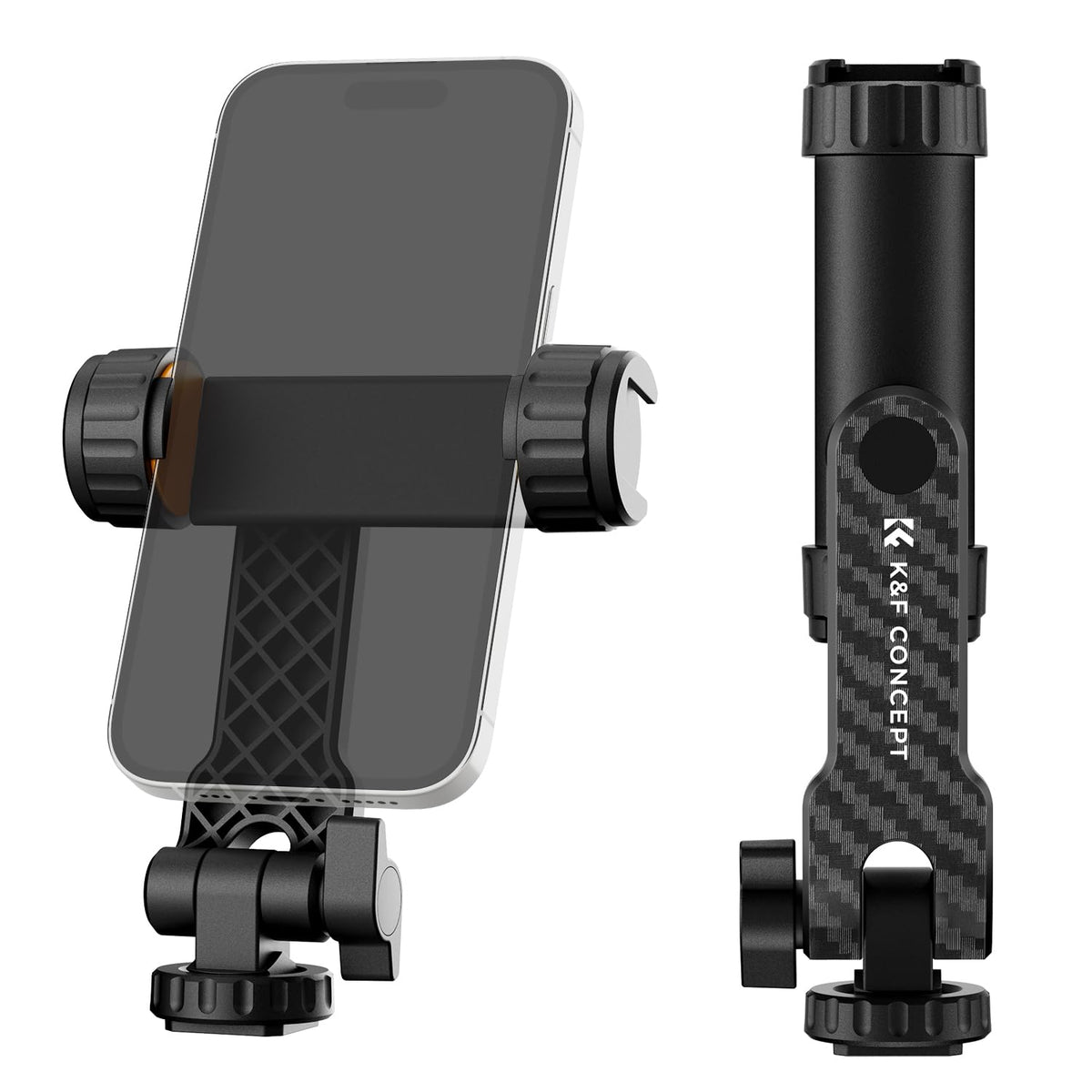 K&F Concept Phone Tripod Mount, Universal Smartphone Adapter With 2 Cold Shoe Mount, Adjustable Cellphone Holder For Horizontal 
