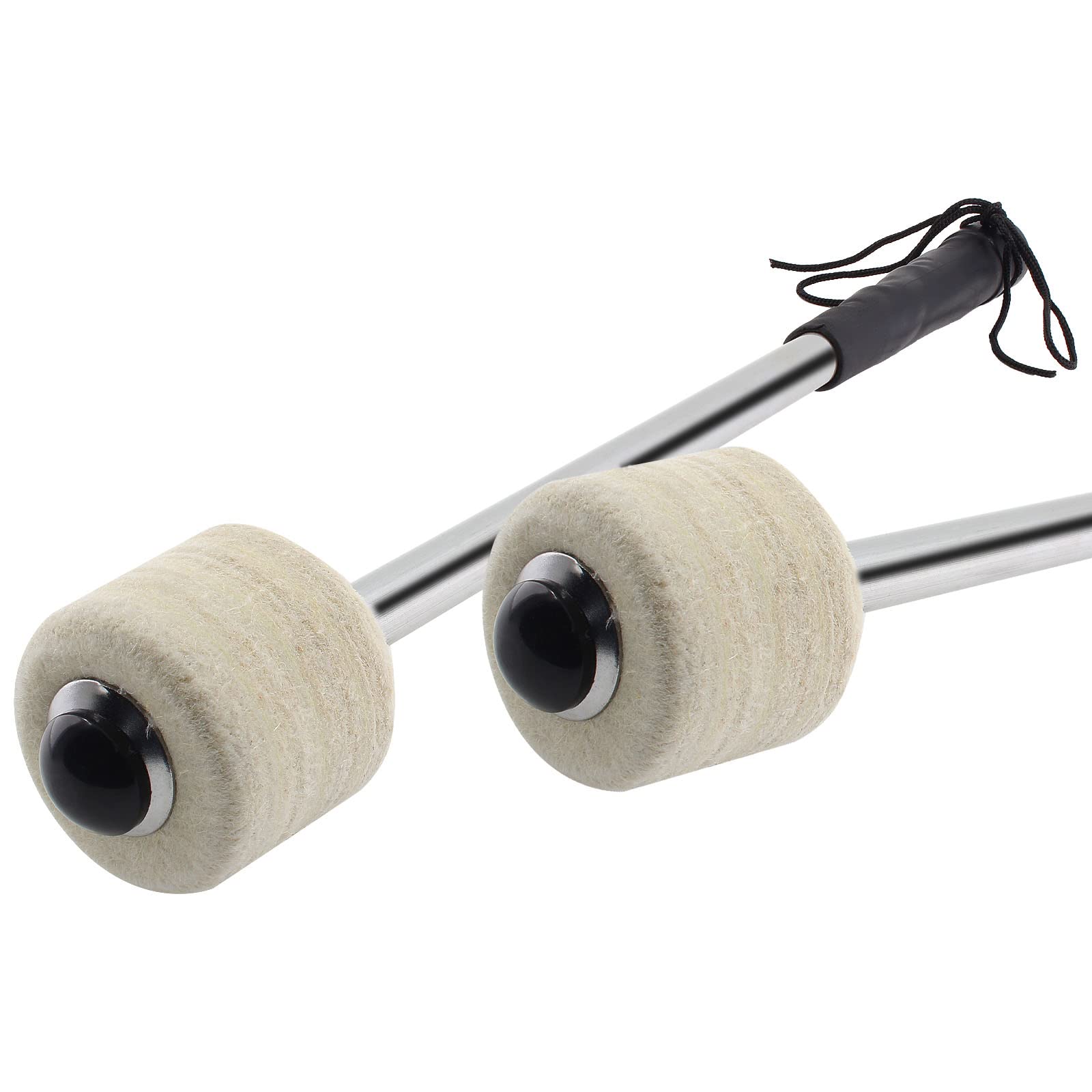 Jiozermi 2 Pcs Drum Mallet 13.8 Inches Length, Wool Felt Drum Stick, Anti Slip Bass Percussion Sticks, Instrument Band Accessory