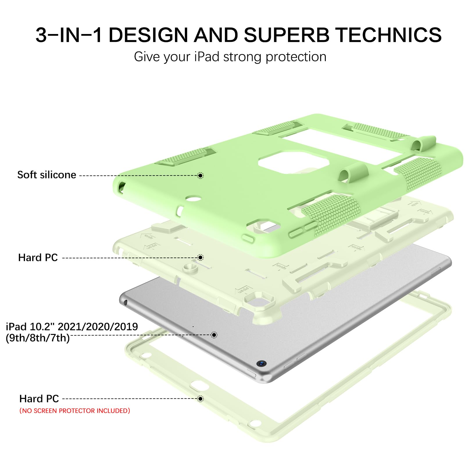 Veningo Ipad 9Th Generation Case,Ipad 8Th Gen Case,Ipad 7Th Gen Case, Ipad 10.2 2021/2020/2019 Case,3 In 1 Heavy Duty Rugged Sho