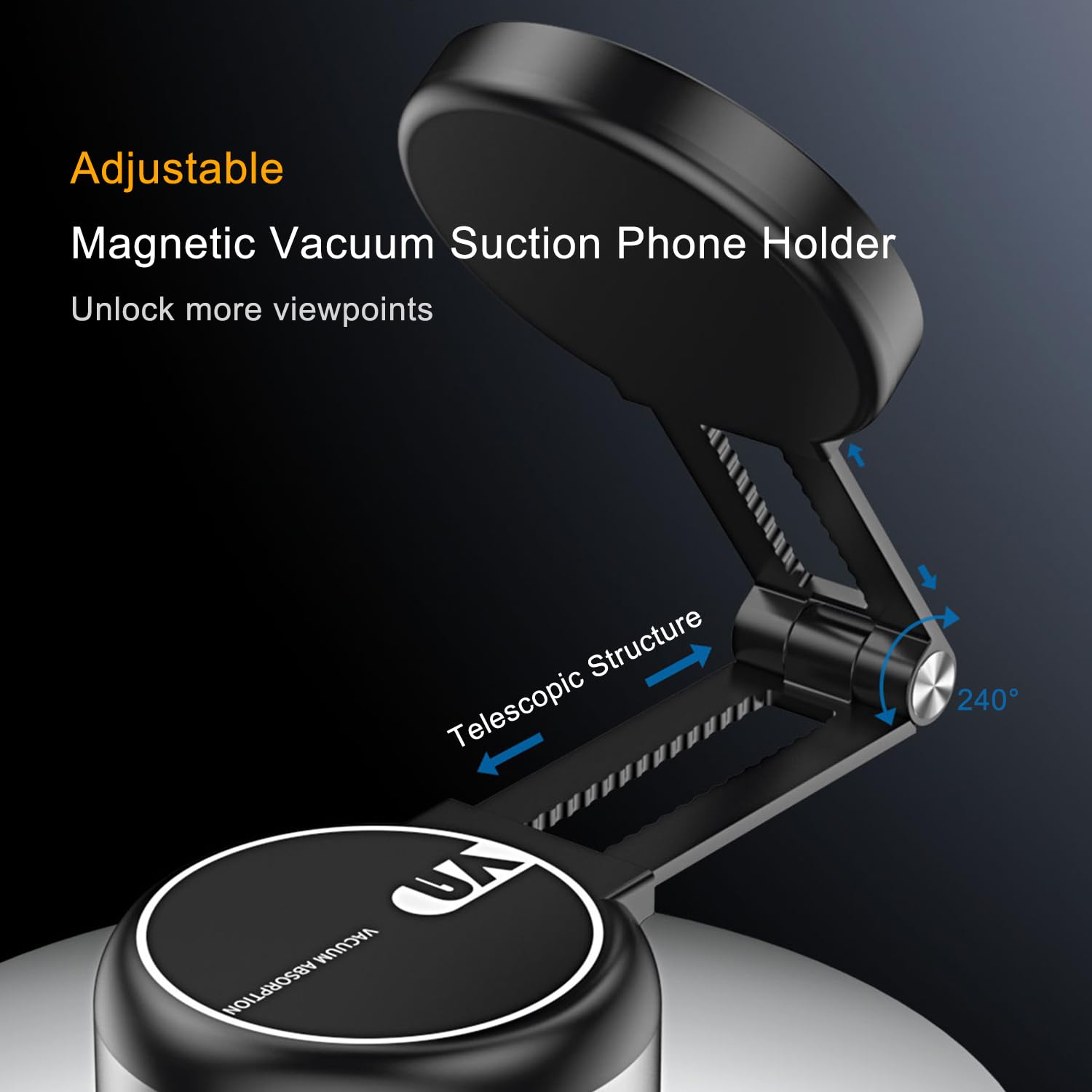 Jkoailiwi Electric Suction Cup Phone Mount, Foldable Magnetic Suction Car Mount, Hands-Free Vacuum Phone Holder For Shower/Car/M