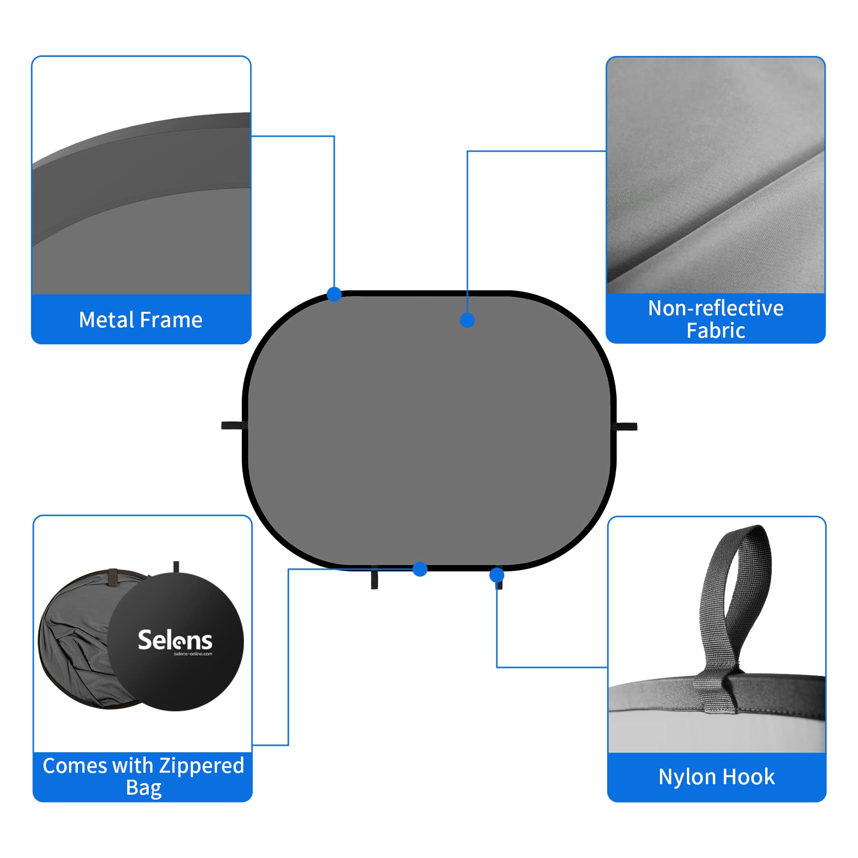 Selens Collapsible Backdrop 59X78.7Inches Pop Up Blue Grey Background With Carrying Bag For Youtube Streaming Photo Studio Portr