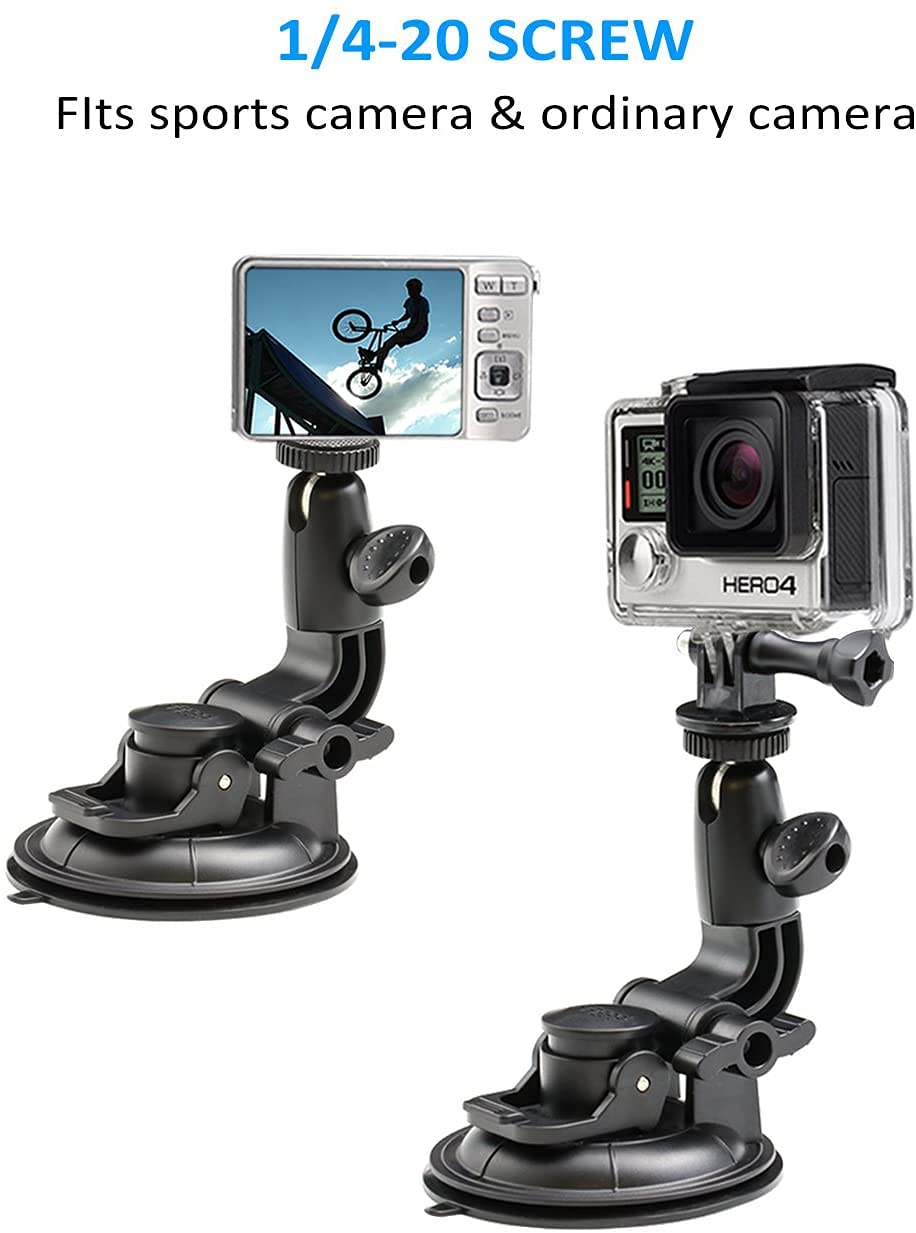 Exshow Car Camera Mount Holder For Gopro, Suction Cup Car Windshield Dashboard Dash Mount, Heavy Duty Action Camera Stand For Go