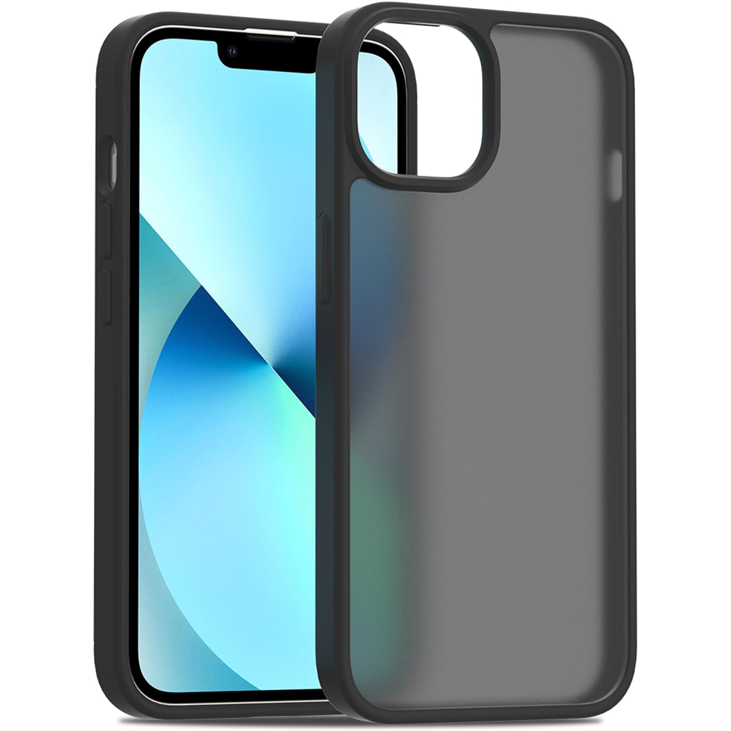 Tenoc Phone Case Compatible With Iphone 13 & Iphone 14, Black Case Translucent Protective Bumper Matte Hard Back Cover For 6.1 I