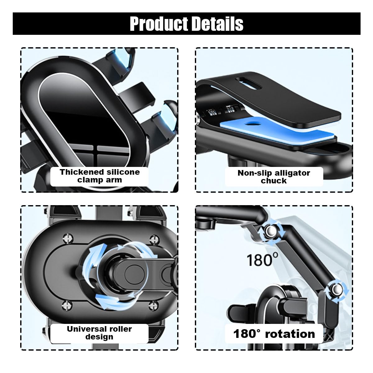 Sun Visor Car Phone Holder, Multifunctional Adjustable Rearview Mirror Cell Phone Holder For Car Home Kitchen, 360 Rotatable And