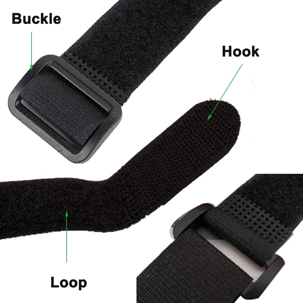 HUAPX Fastening Hook and Loop Cable Straps HPX-MST Nylon Black 1" x 16" Adjustable Reusable
