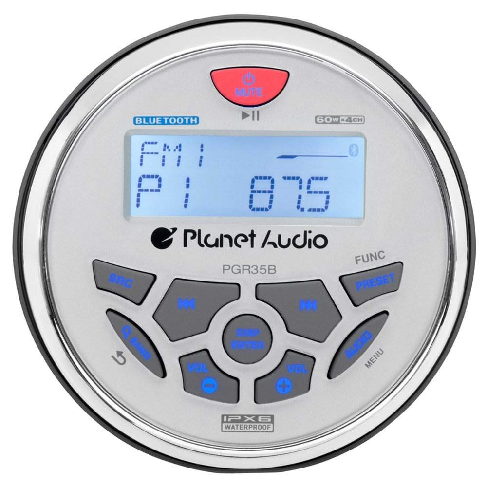 Planet Audio Pgr35B Marine Boat Stereo Gauge Receiver   Bluetooth, No Cd Dvd Player, Radio Receiver, Built In 4 Chann Amp, Ipx6