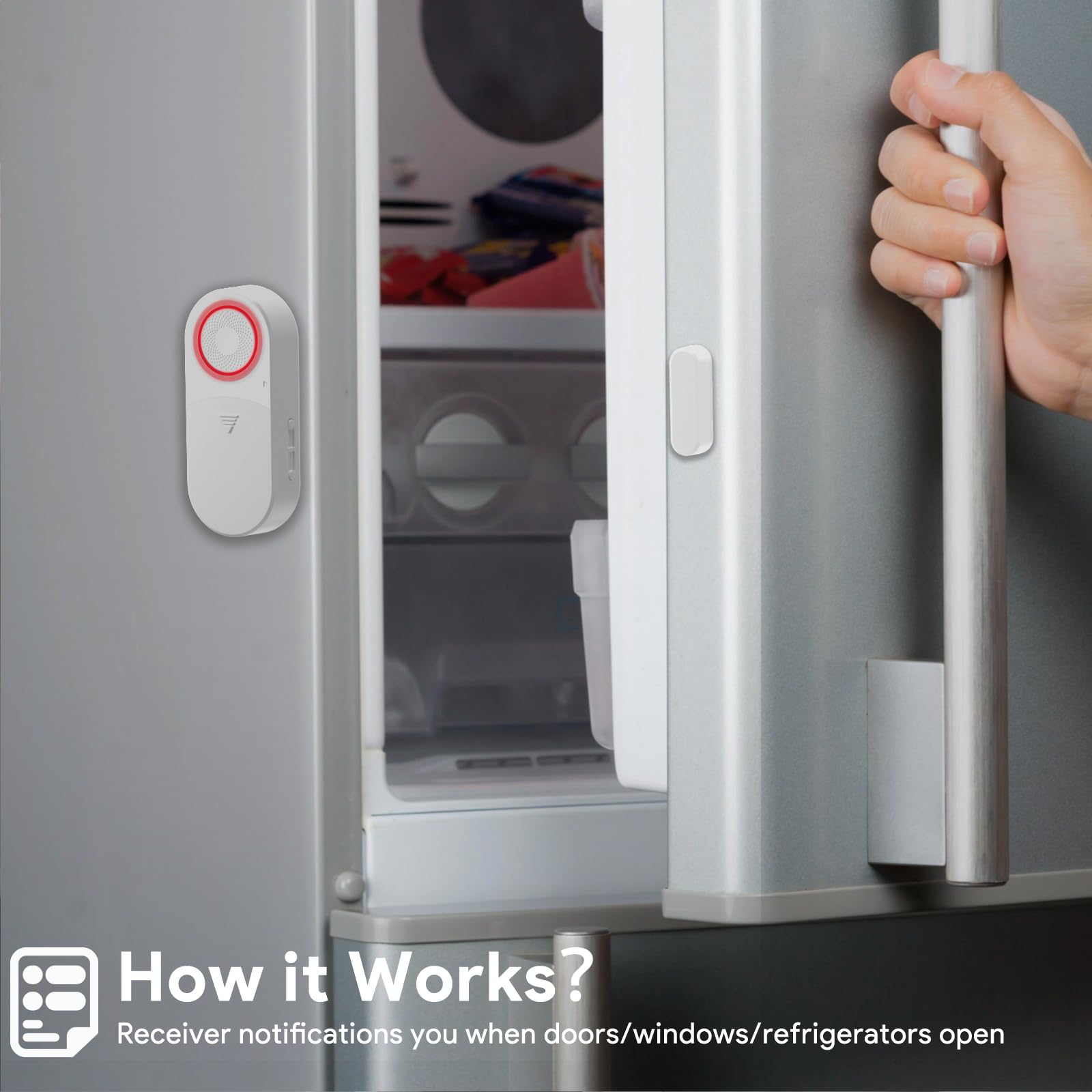 Freezer Door Alarm With Delay When Left Open, Door Chime Window Open Alarm Close Doors Reminder Loud 120 Db For Home, Store, Off