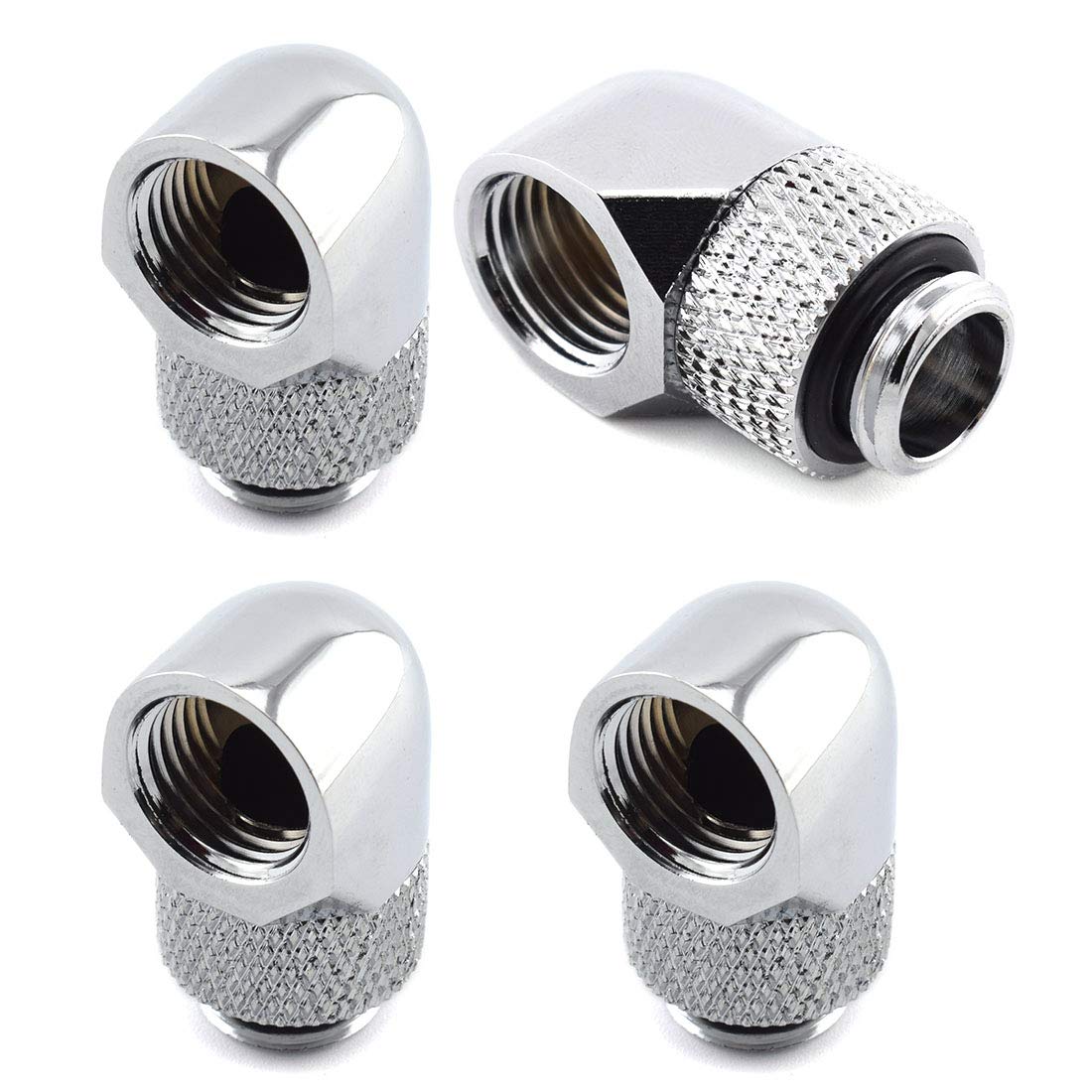 SDTC Tech 4-Pack G1/4 Male to Female Extender Connector 90 Rotary Elbow Enhance Multi-Link Adapter Fitting for PC Water Cooling 