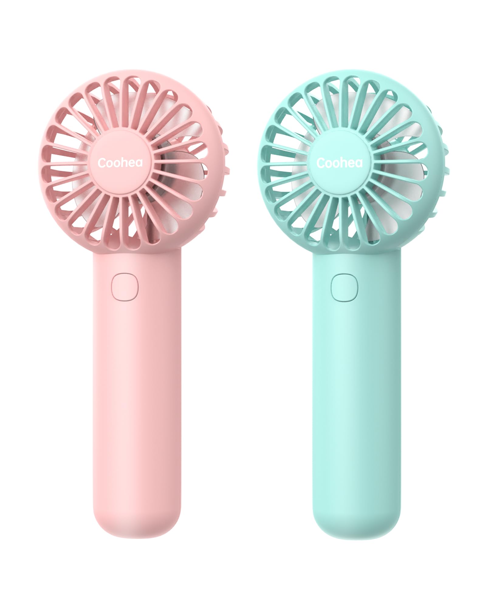 Coohea 2 Pack Handheld Fan 3 Speeds Powerful Mini Fan Battery Operated Portable Fan Small Lash Fan With Base Lanyard Personal Co