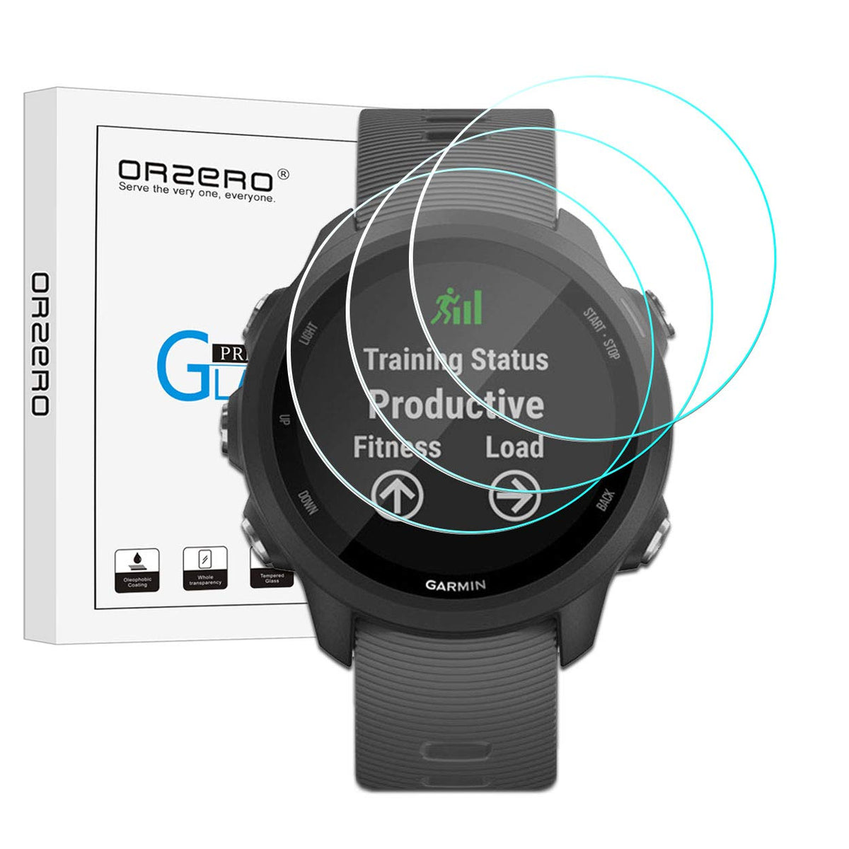 Orzero (3 Pack) Tempered Glass Screen Protector Compatible For Garmin Forerunner 245, 9 Hardness Hd