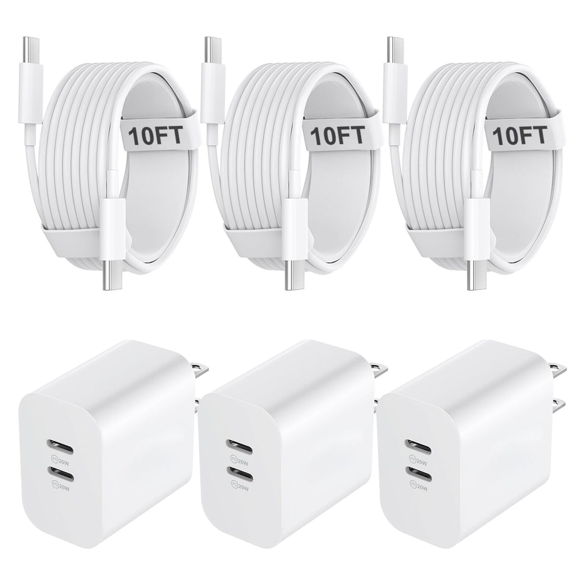 Iphone 15 Pro Max Charger Fast Charing[Mfi Certified], 20W Dual Port Usb C Charger Block With 10Ft Long Usb C To C Fast Charging
