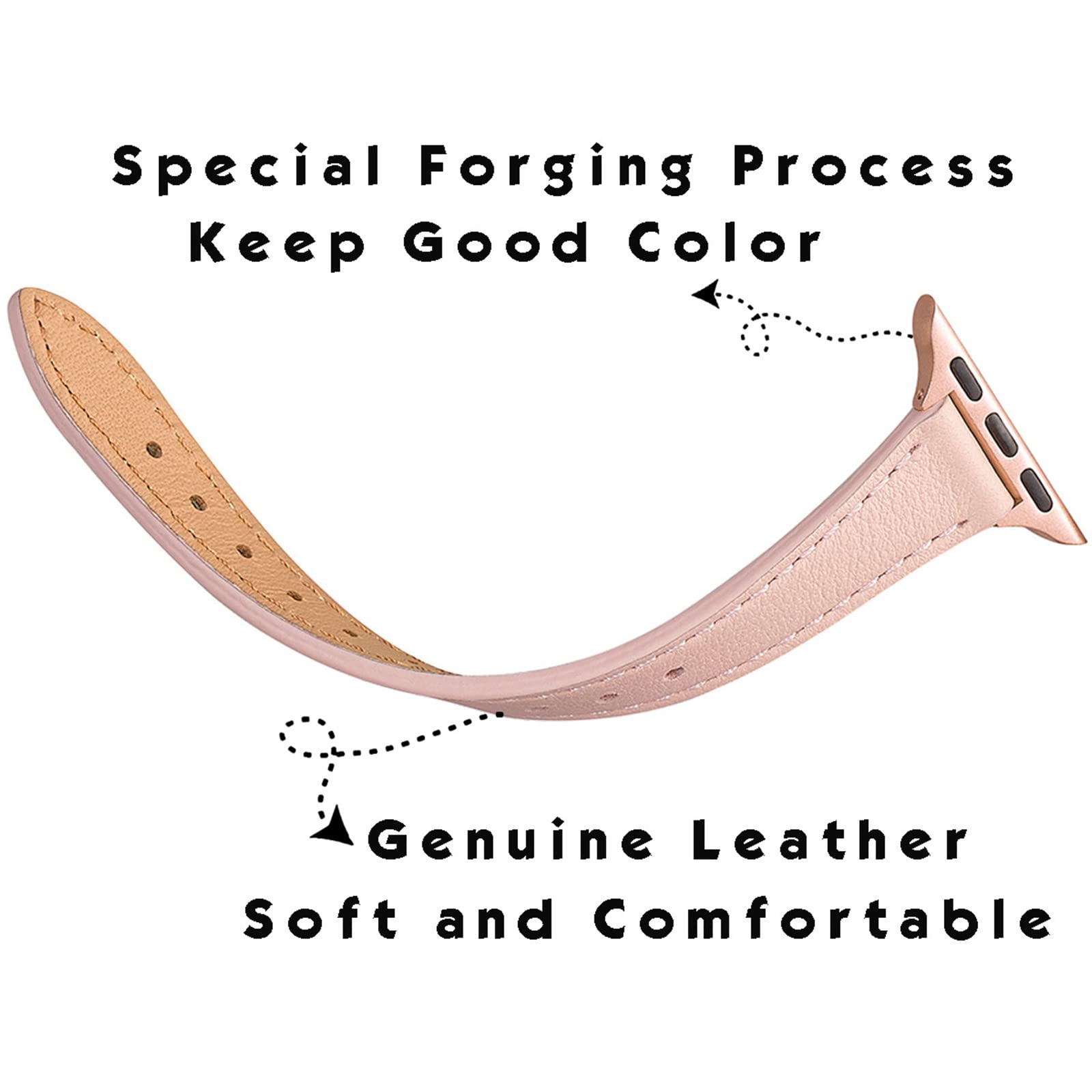 Stiroll Slim Leather Bands Compatible With Apple Watch Band 38Mm 40Mm 42Mm 44Mm, Top Grain Leather Watch Thin Wristband For Iwat