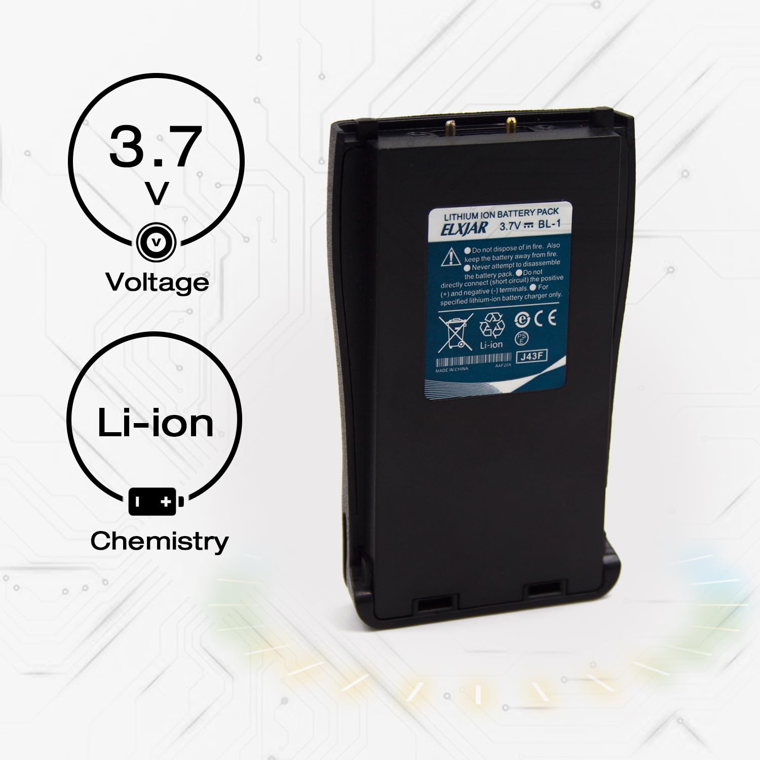 Hflexgrad (2 Pack) 3.7V Bl 1 Li Ion Rechargeable Replacement Battery Compatible With Baofeng Bf 666S Bf 777S Bf 888S Bf 999S, Re