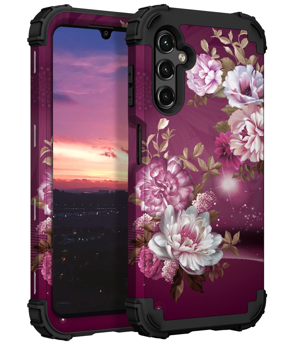 Hocase Heavy Duty Shockproof Protection Soft Silicone Rubber Bumper+Hard Plastic Hybrid Protective Case For Samsung Galaxy A14 5