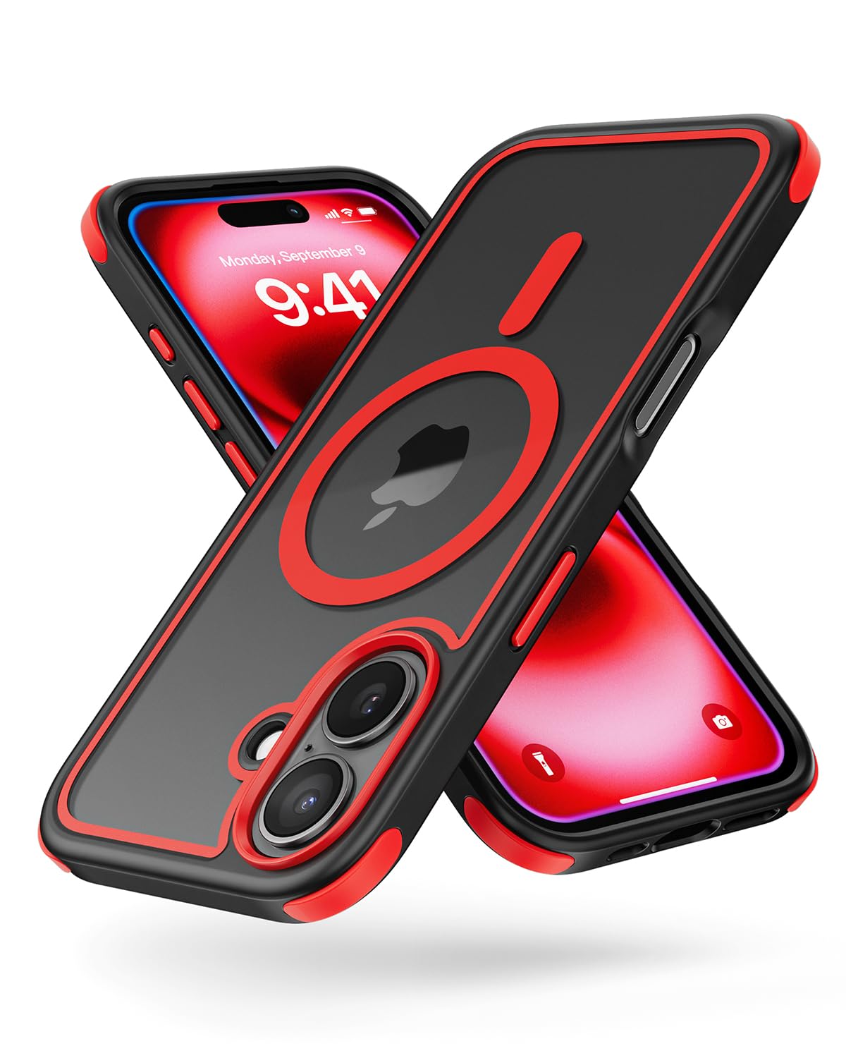 Mobnano for iPhone 16 Case, Compatible with MagSafe, Crystal Clear Case with Magnetic Ring, Multicolor Protective Shockproof Bum