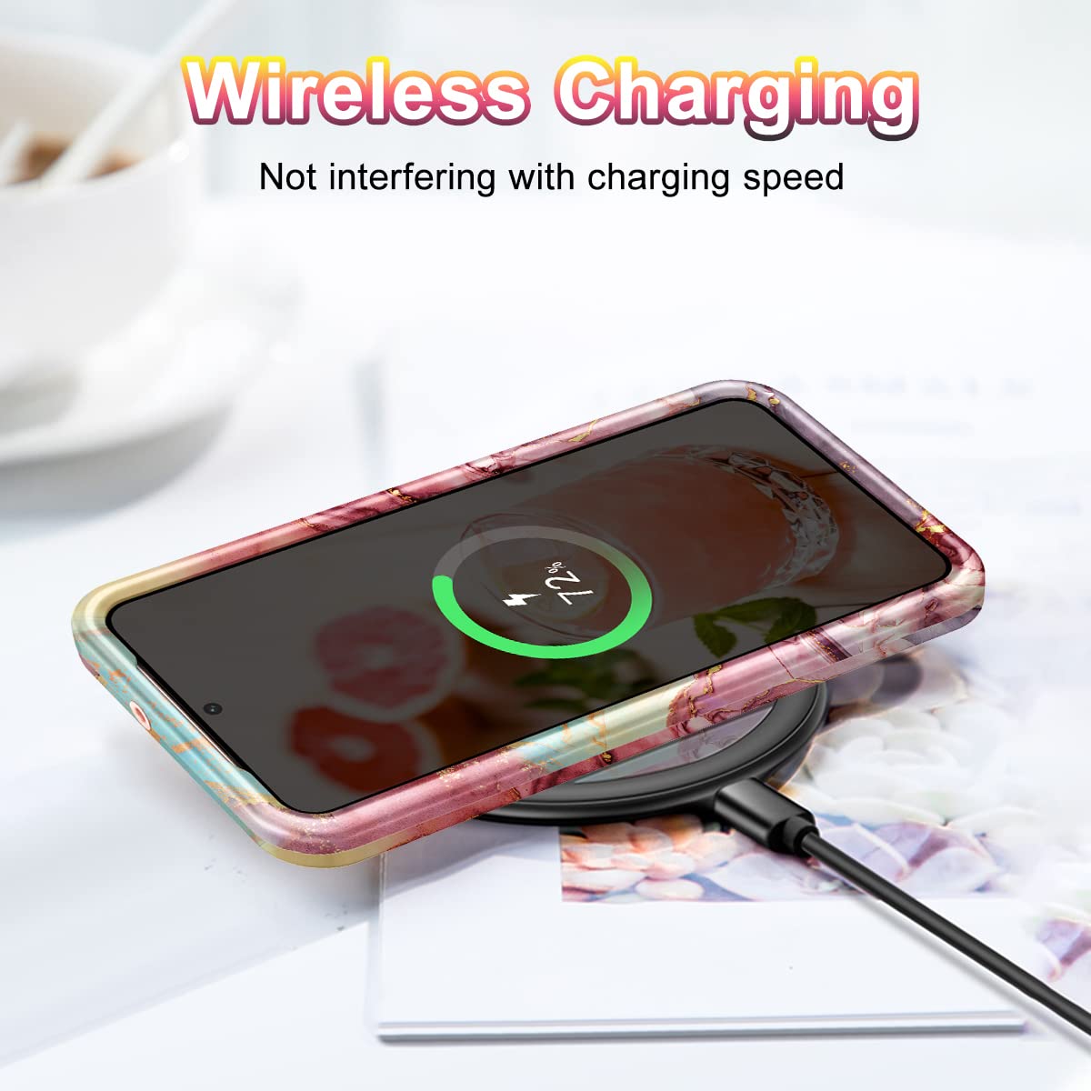 Btscase For Samsung Galaxy S22+/S22 Plus 5G Case, Marble Pattern 3 In 1 Heavy Duty Shockproof Full Body Rugged Hard Pc+Soft Sili