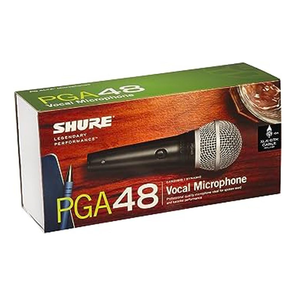 Shure Pga48 Dynamic Microphone   Handheld Mic For Vocals With Cardioid Pick Up Pattern, Discrete On/Off Switch, 3 Pin Xlr Connec