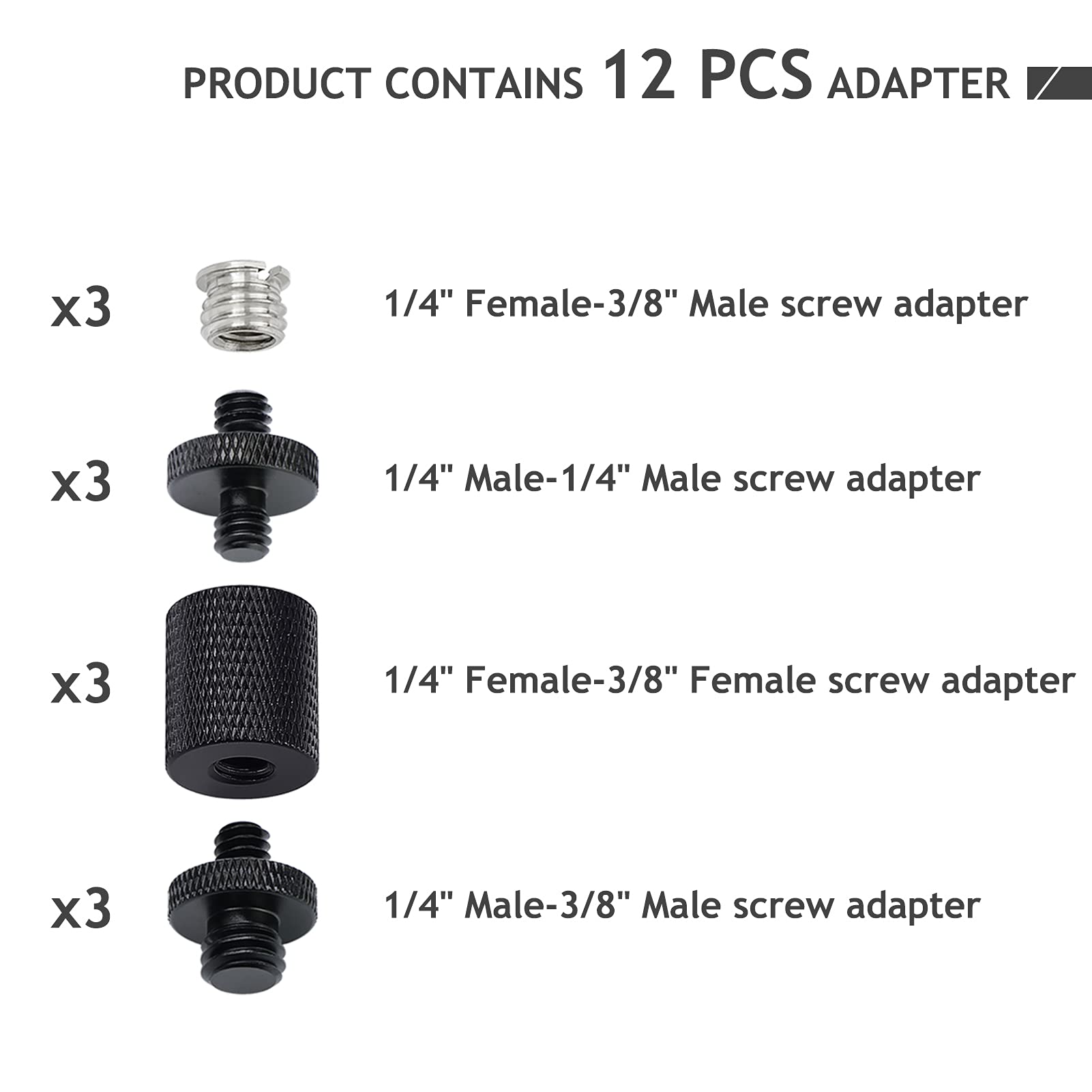 12 Pcs 1/4' 3/8' Camera Screws Adapter, Tripod Screw Adapter Converter Light Stand Adapter For Dslr Camera Tripod Mount, Shoulder Rig, Flash Light Stand, Gopro Tripod Mount
